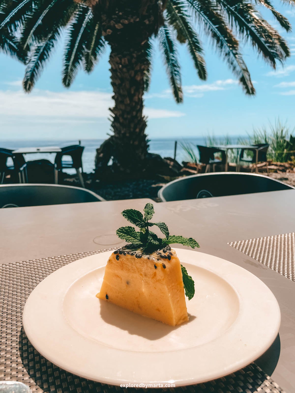 Traditional Madeiran passionfruit pudding