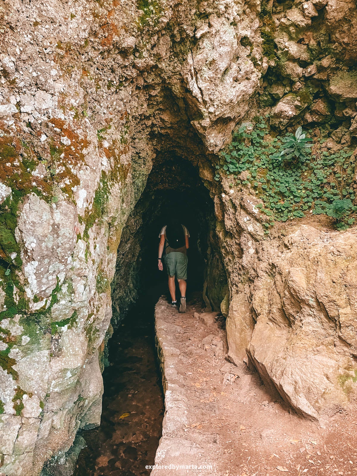 Tunnel along Levada do Caldeirão Verde-Caldeirão do Inferno hike in Madeira, Portugal