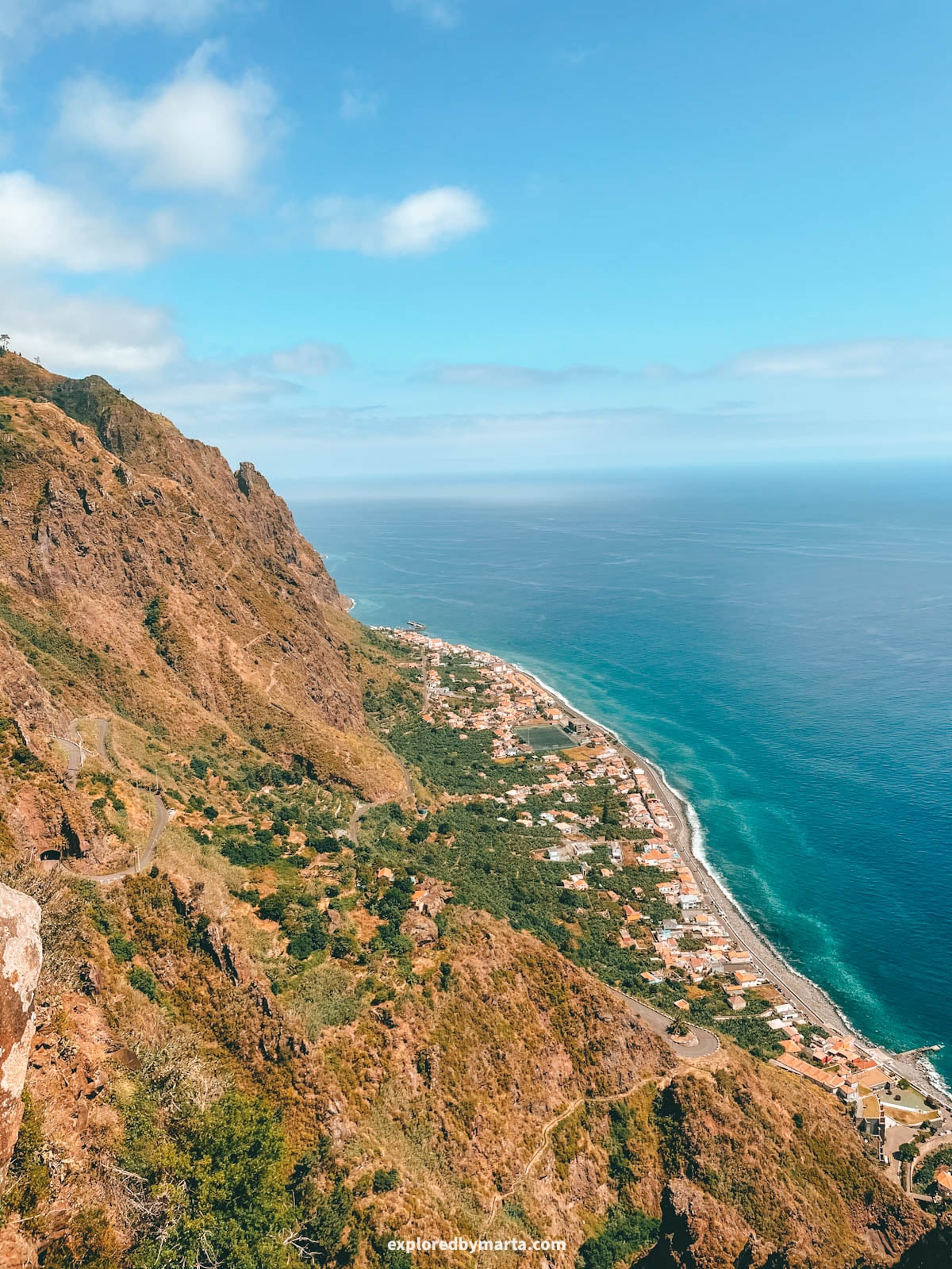 View of Paul do Mar village from Miradouro do Precipício viewpoint in Madeira, Portugal