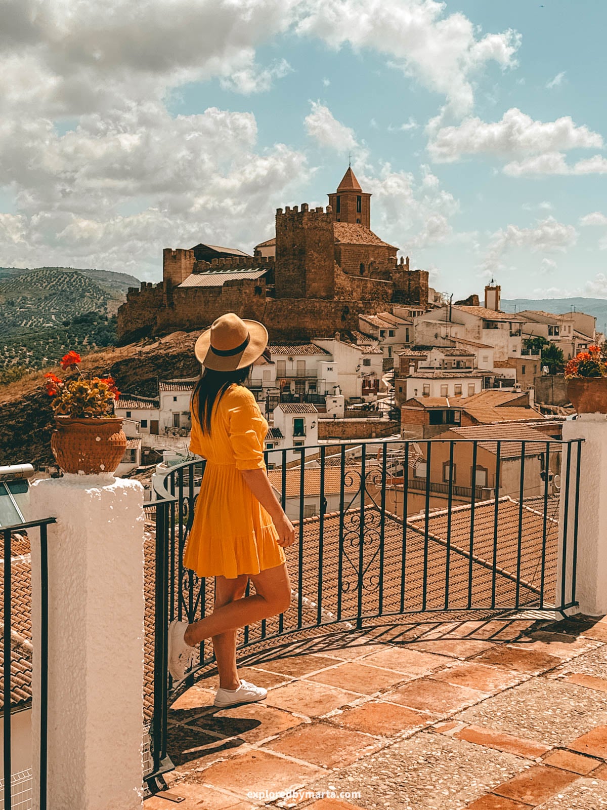Views of Iznajar Castle from Iznájar's Outdoor Theatre, Spain