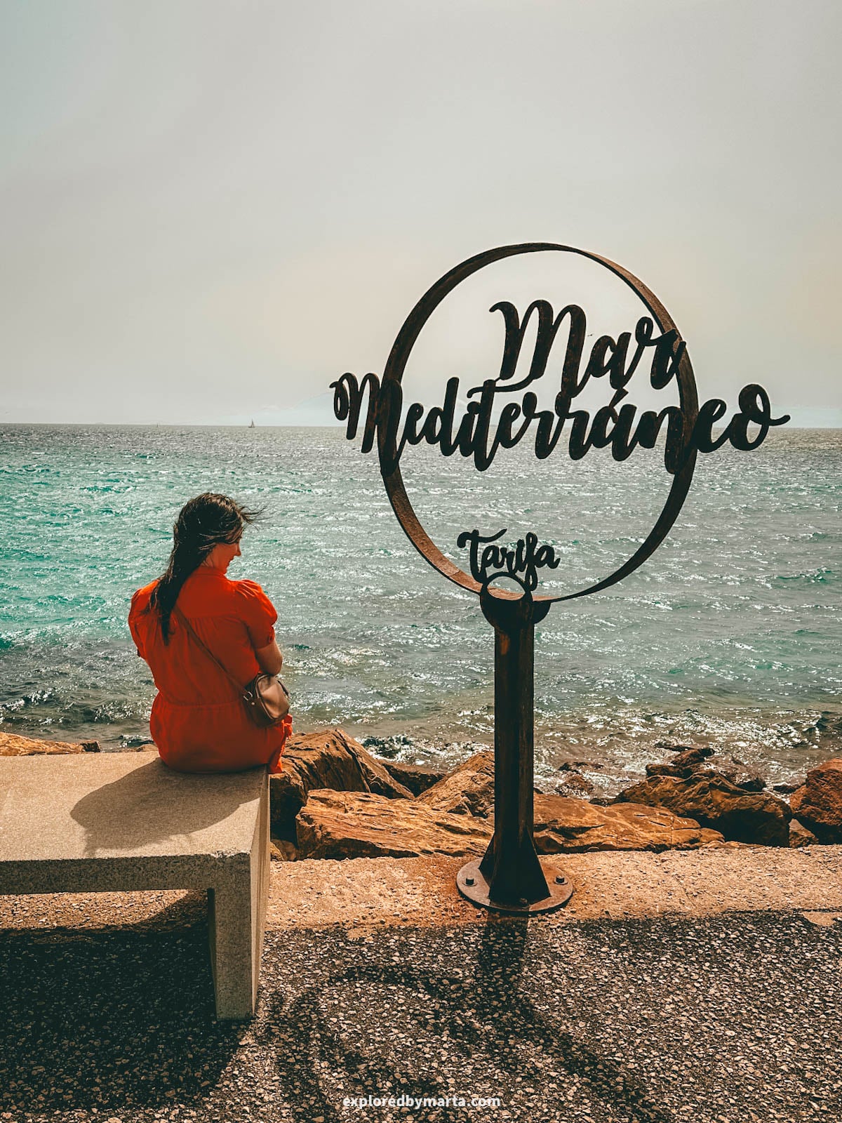 Border between the Atlantic Ocean and the Mediterranean Sea in Tarifa, Spain