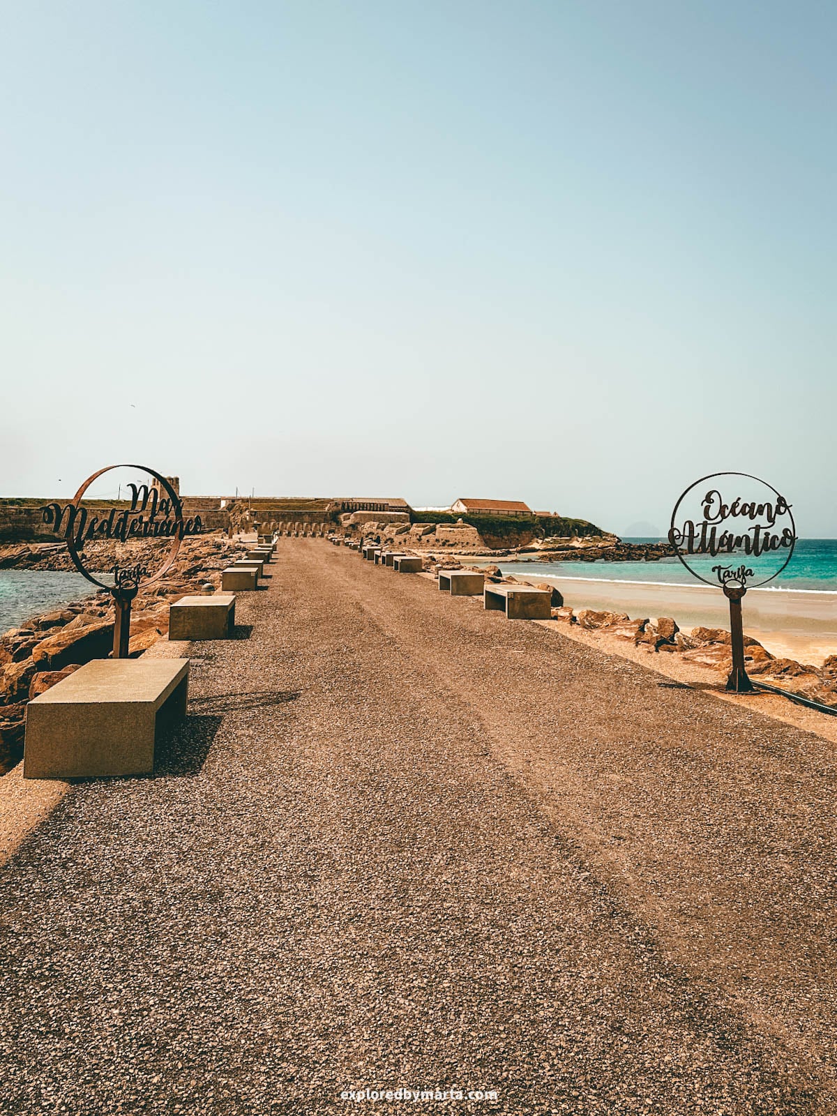 Border between the Atlantic Ocean and the Mediterranean Sea in Tarifa, Spain