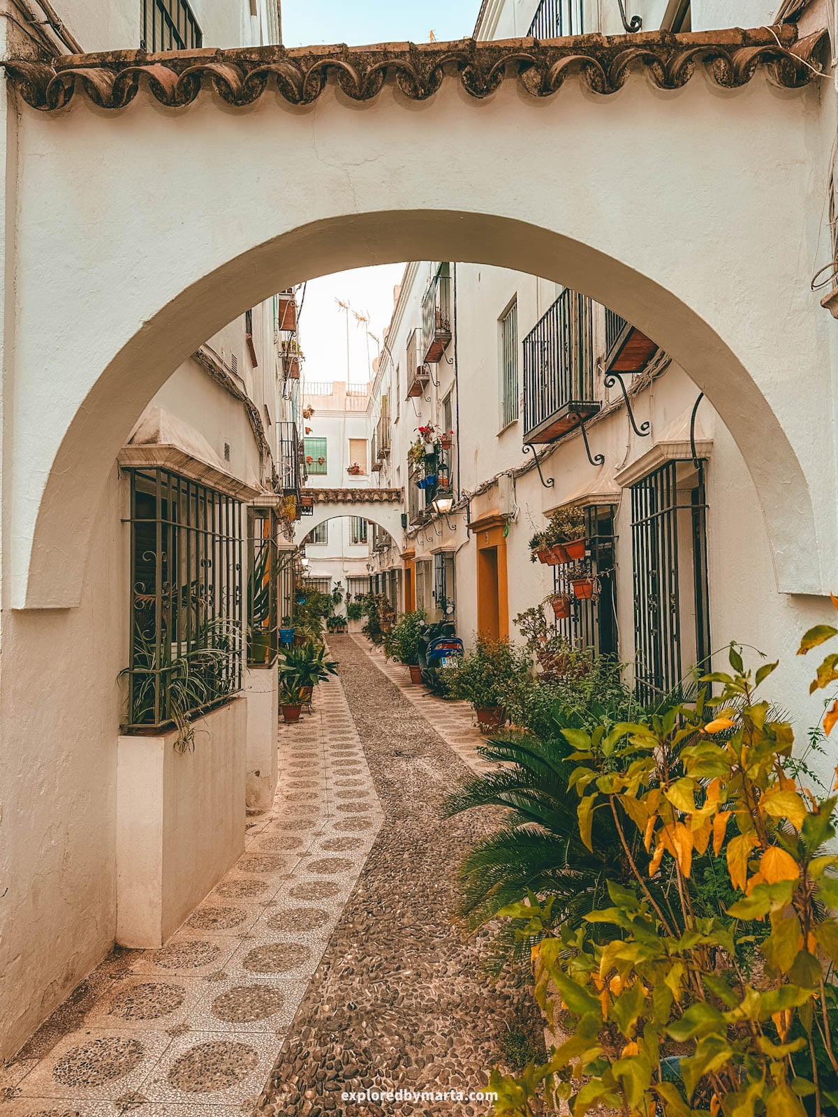 Callejón del Indiano is hidden street behind the doors of an old 15th-century palace facade in Córdoba, Spain