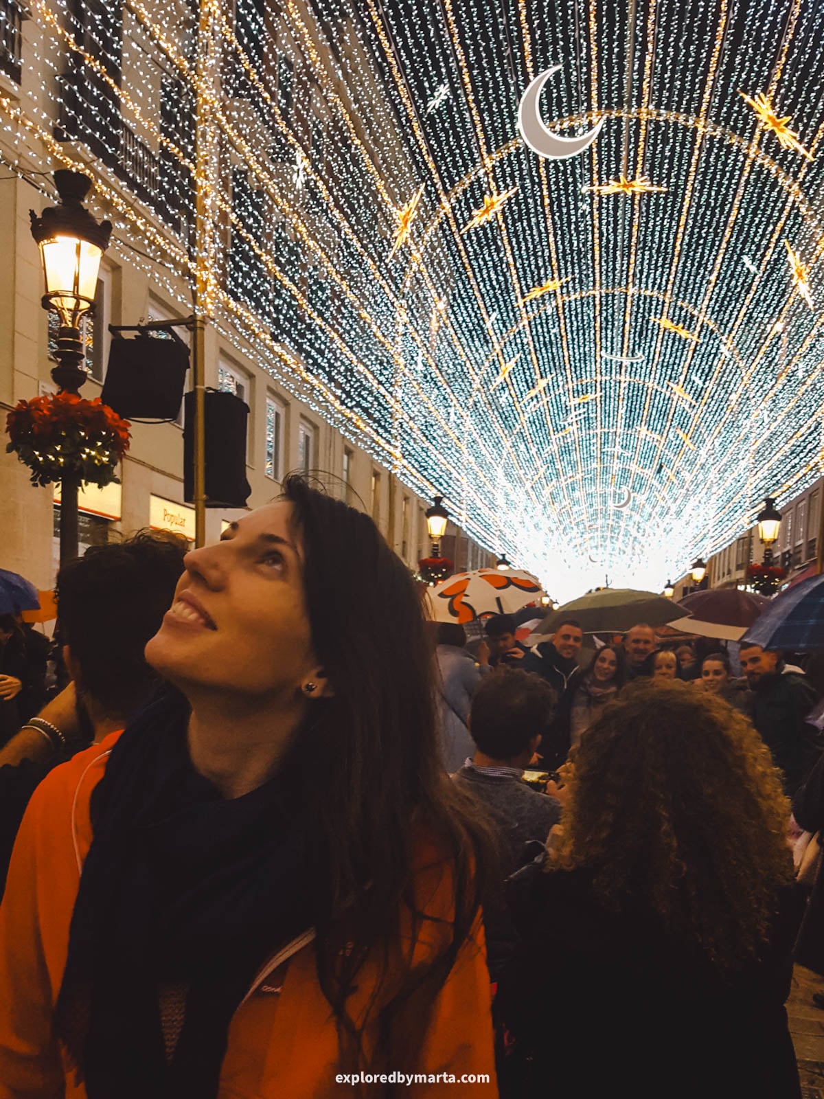 Christmas lights at Calle Marqués de Larios in Malaga, Spain