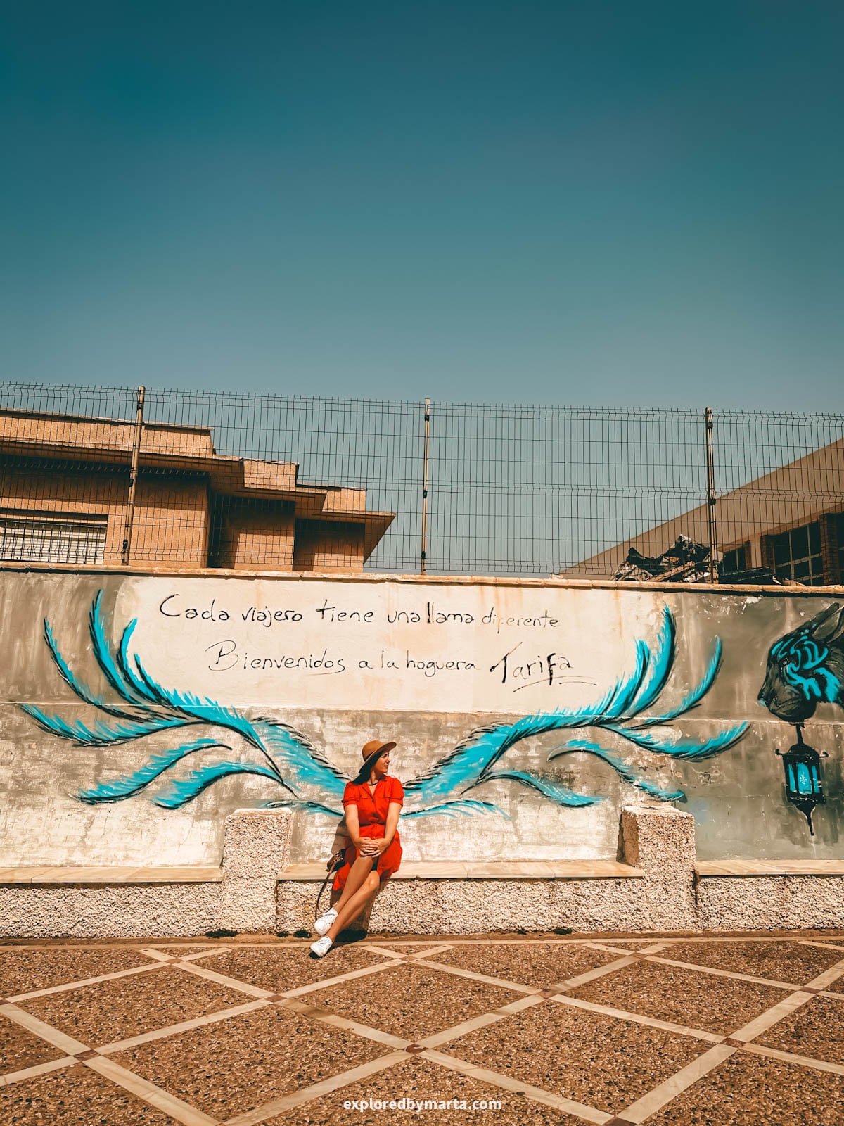 Colorful street art spots in Tarifa, Spain