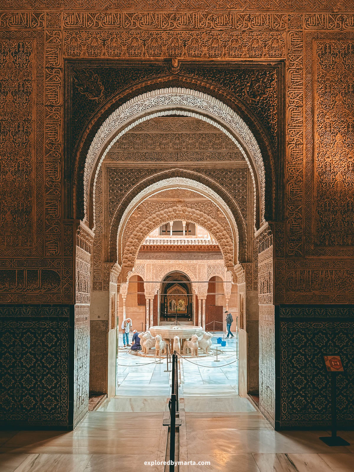 Court of the Lions or Palace of the Lions in the Alhambra, Granada, Spain