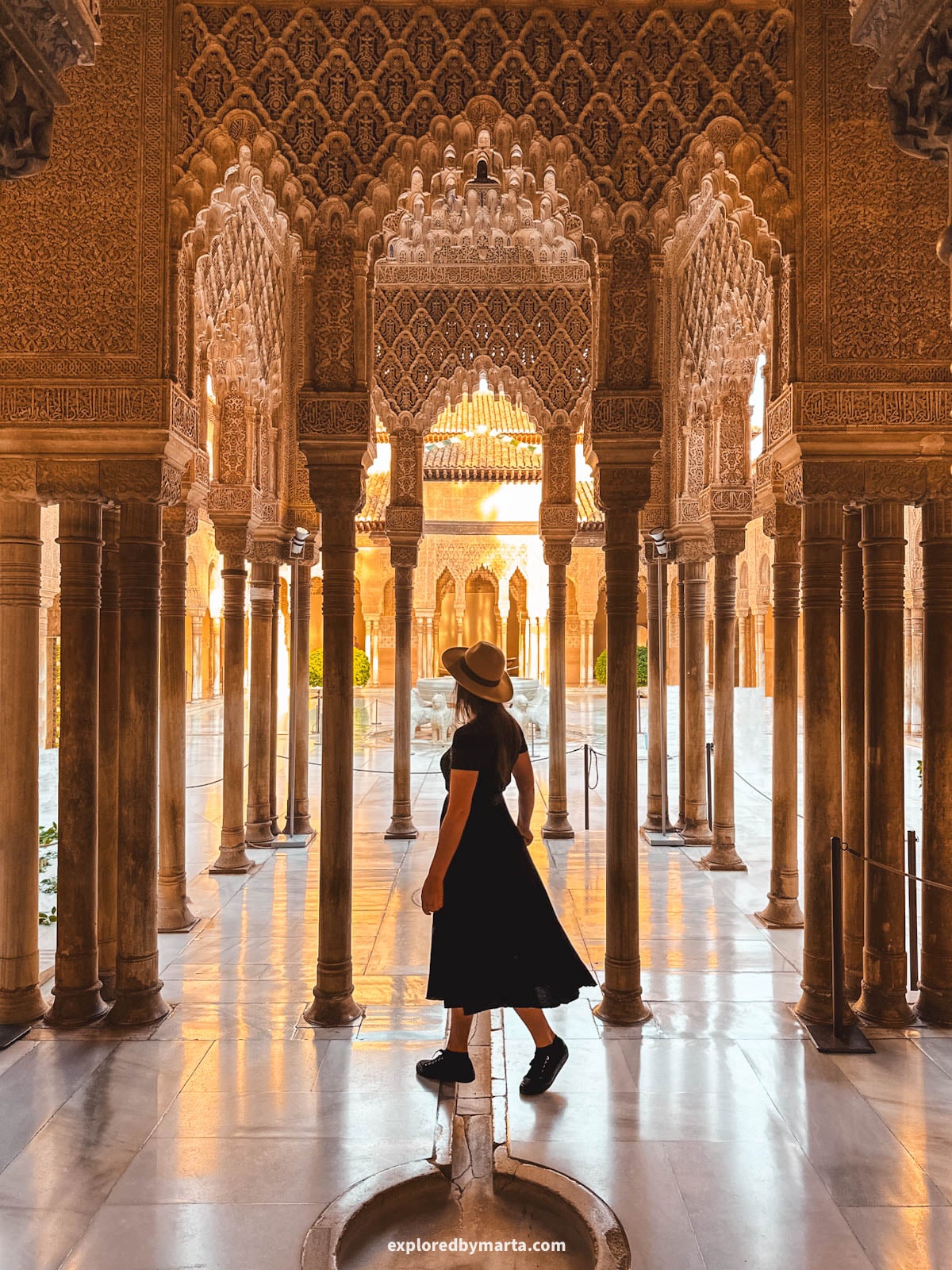 Court of the Lions or Palace of the Lions in the Alhambra, Granada, Spain