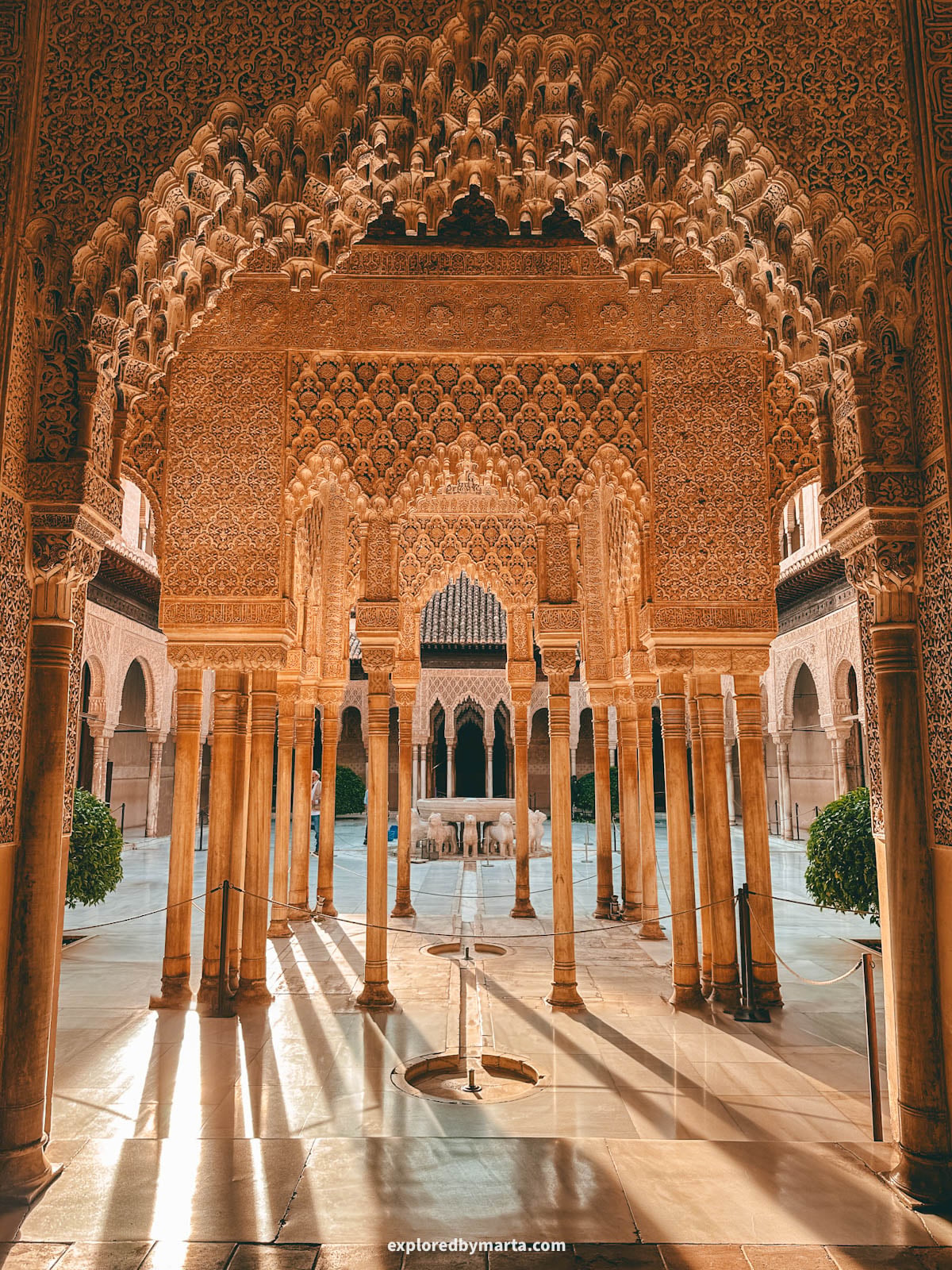 Court of the Lions or Palace of the Lions in the Alhambra, Granada, Spain