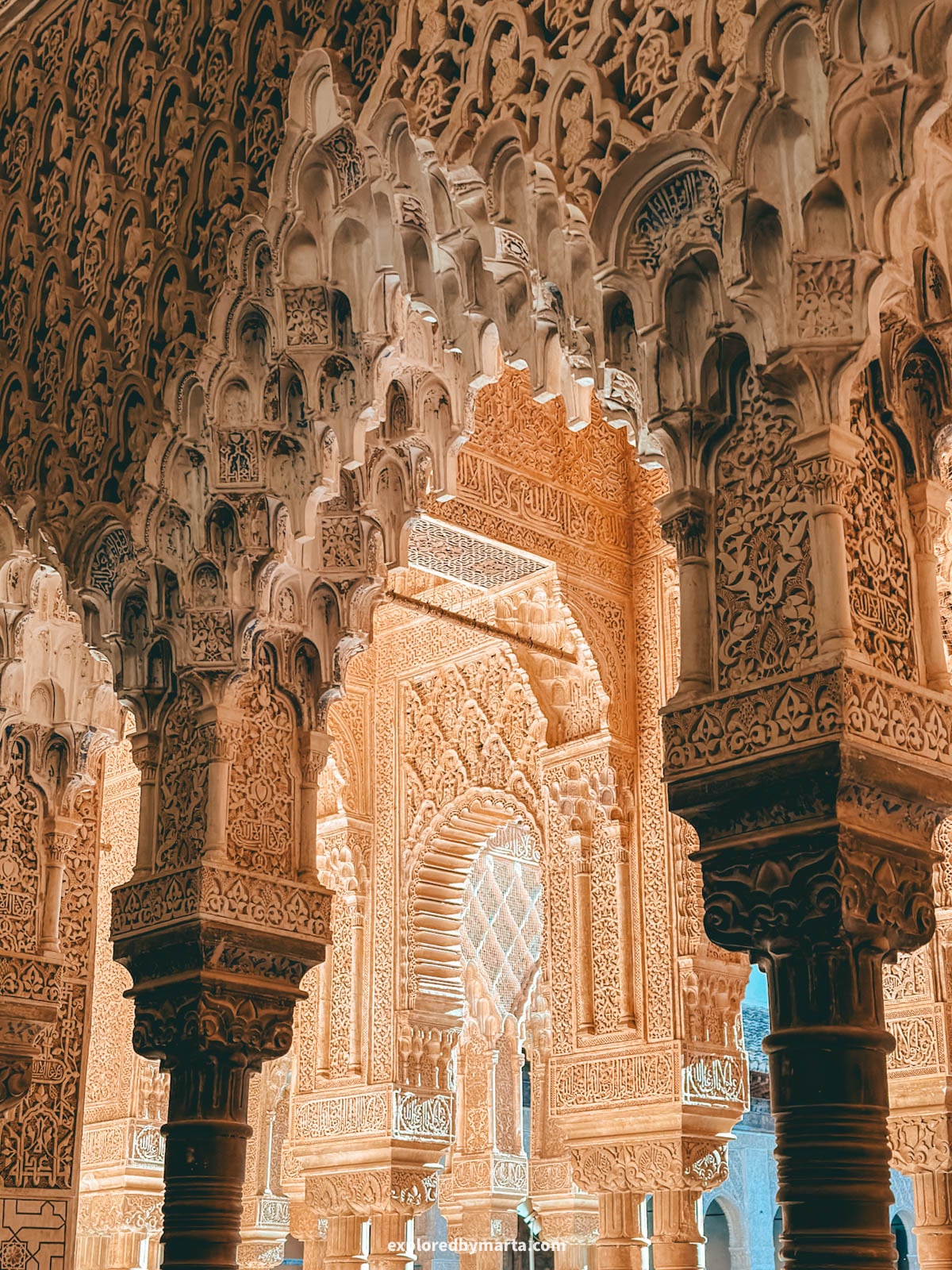 Court of the Lions or Palace of the Lions in the Alhambra, Granada, Spain