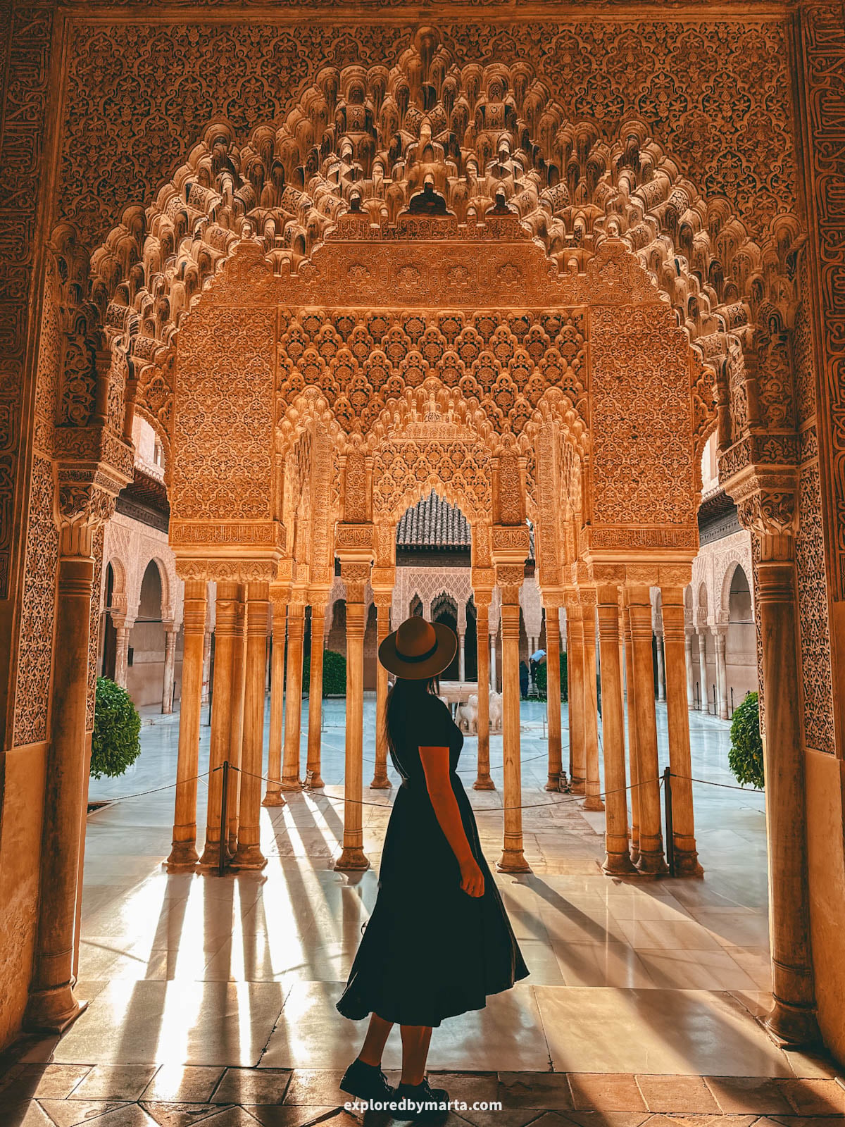 Court of the Lions or Palace of the Lions in the Alhambra, Granada, Spain