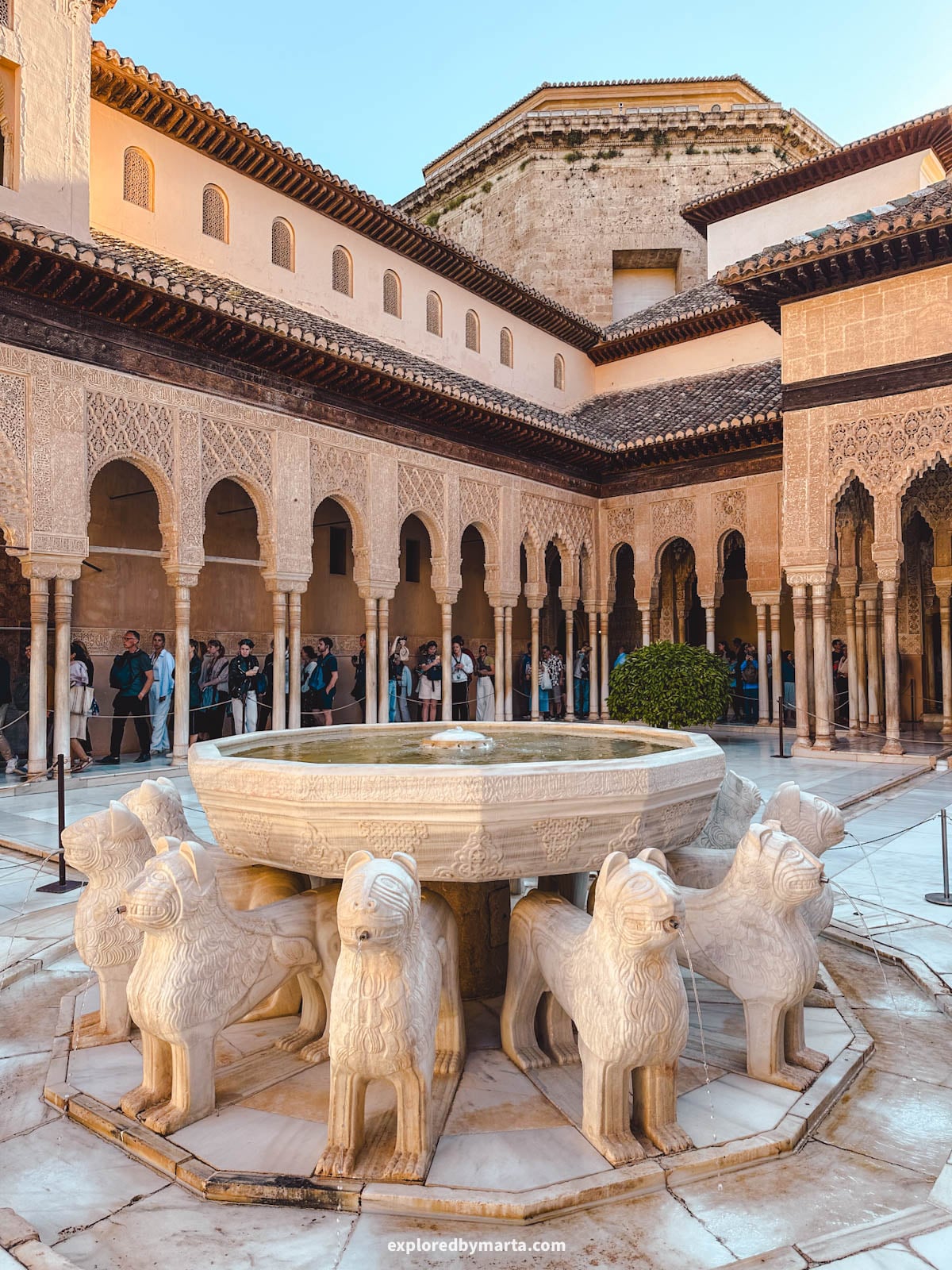 Court of the Lions or Palace of the Lions in the Alhambra, Granada, Spain