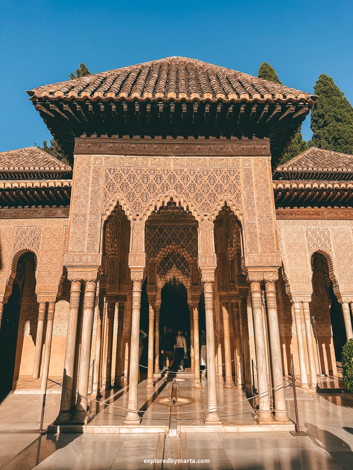 Court of the Lions or Palace of the Lions in the Alhambra, Granada, Spain