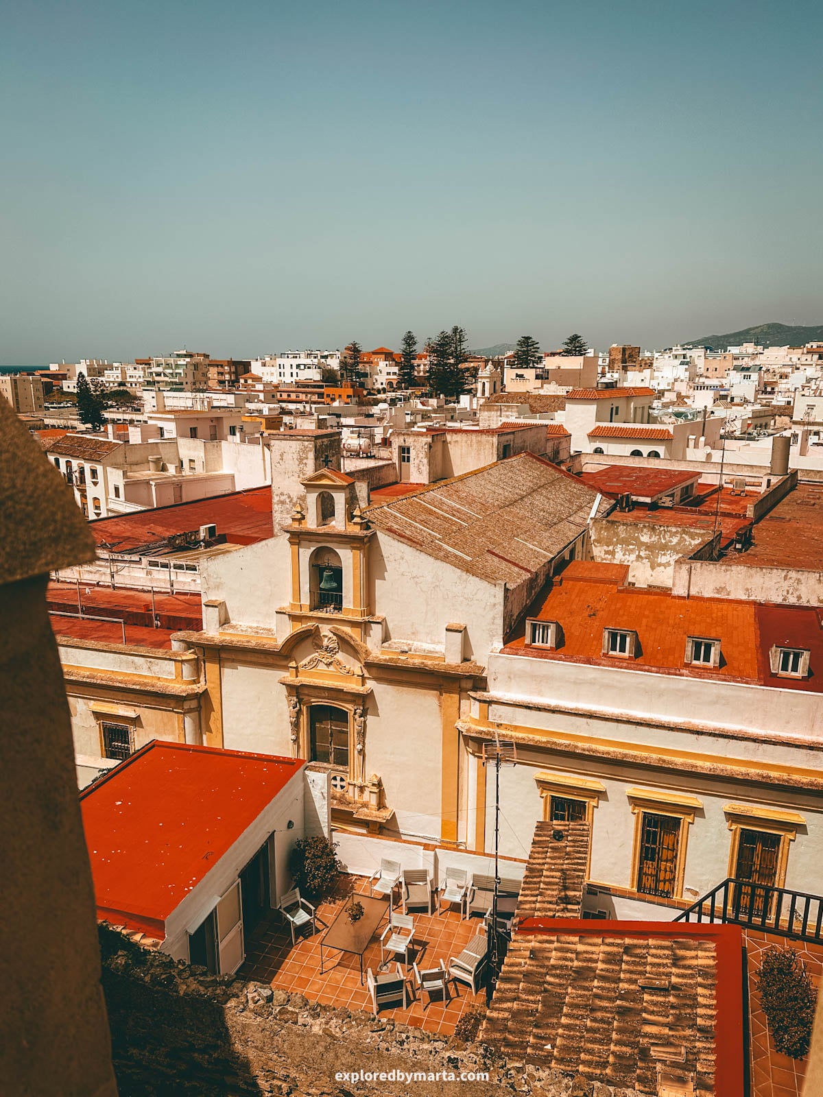 View from the majestic Castillo de Guzmán el Bueno in Tarifa, Spain