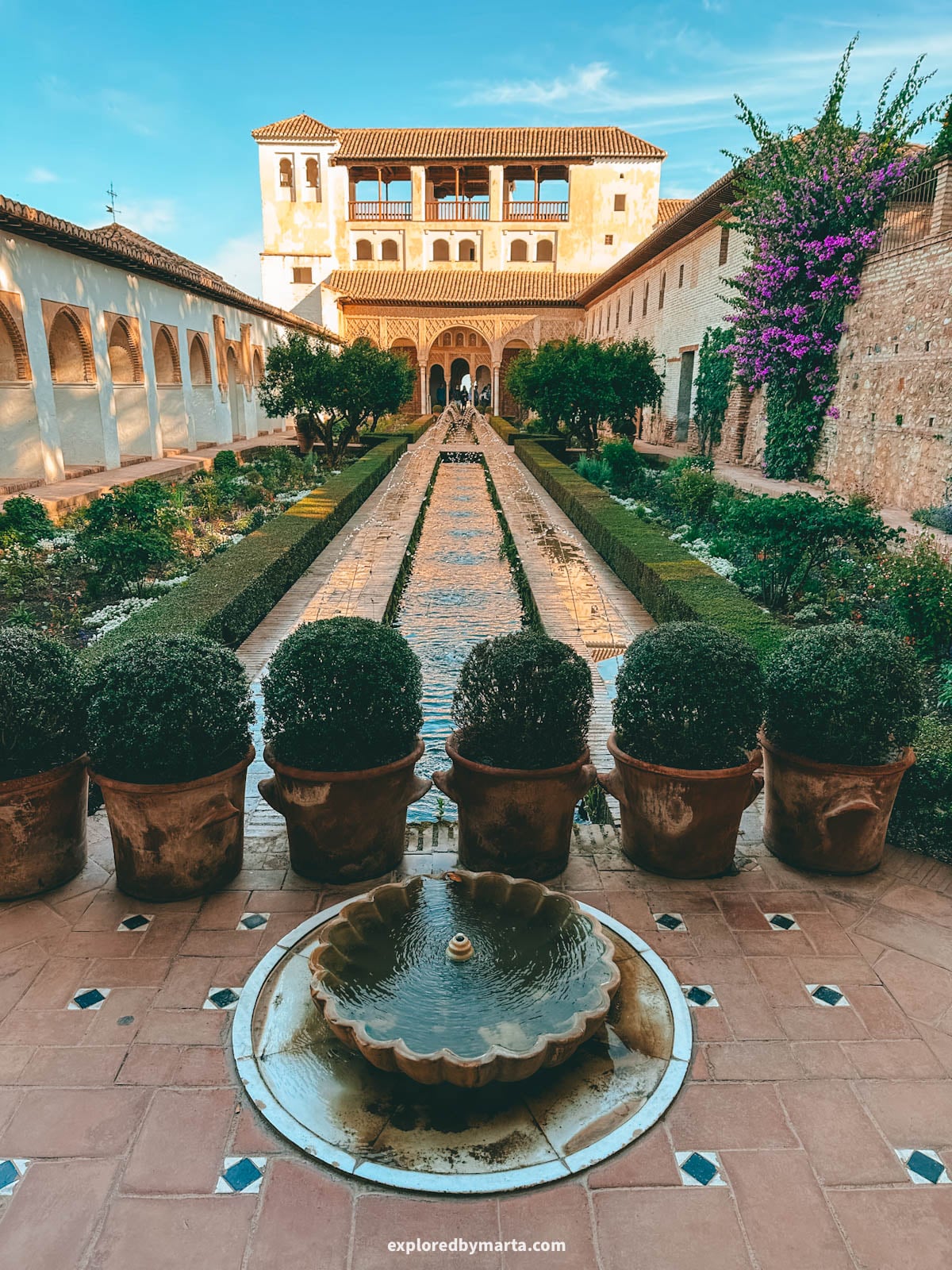 Generalife gardens and summer palace in the Alhambra, Granada, Spain