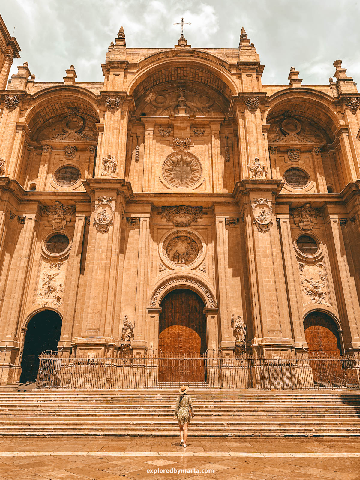 Main entrance of Granada Cathedral in Granada, Spain
