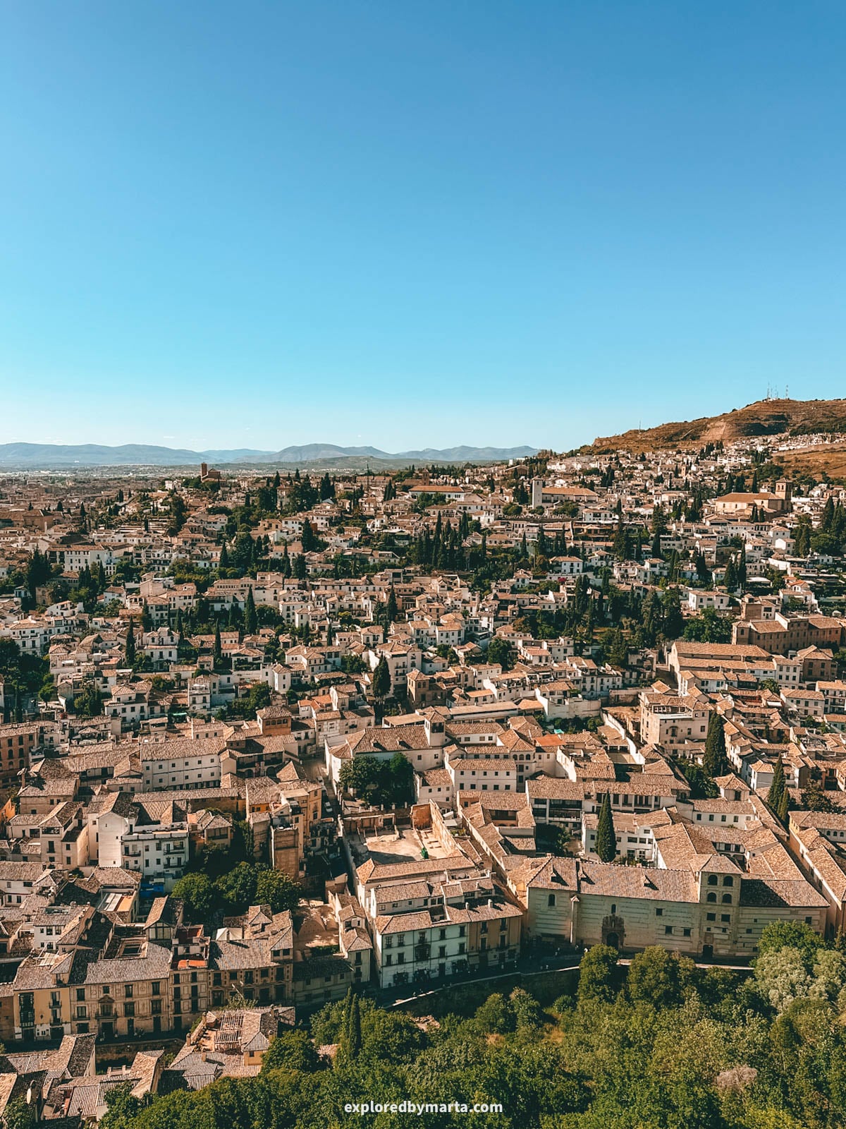 Granada views from the Alcazaba fortress inside the Alhambra, Granada, Spain