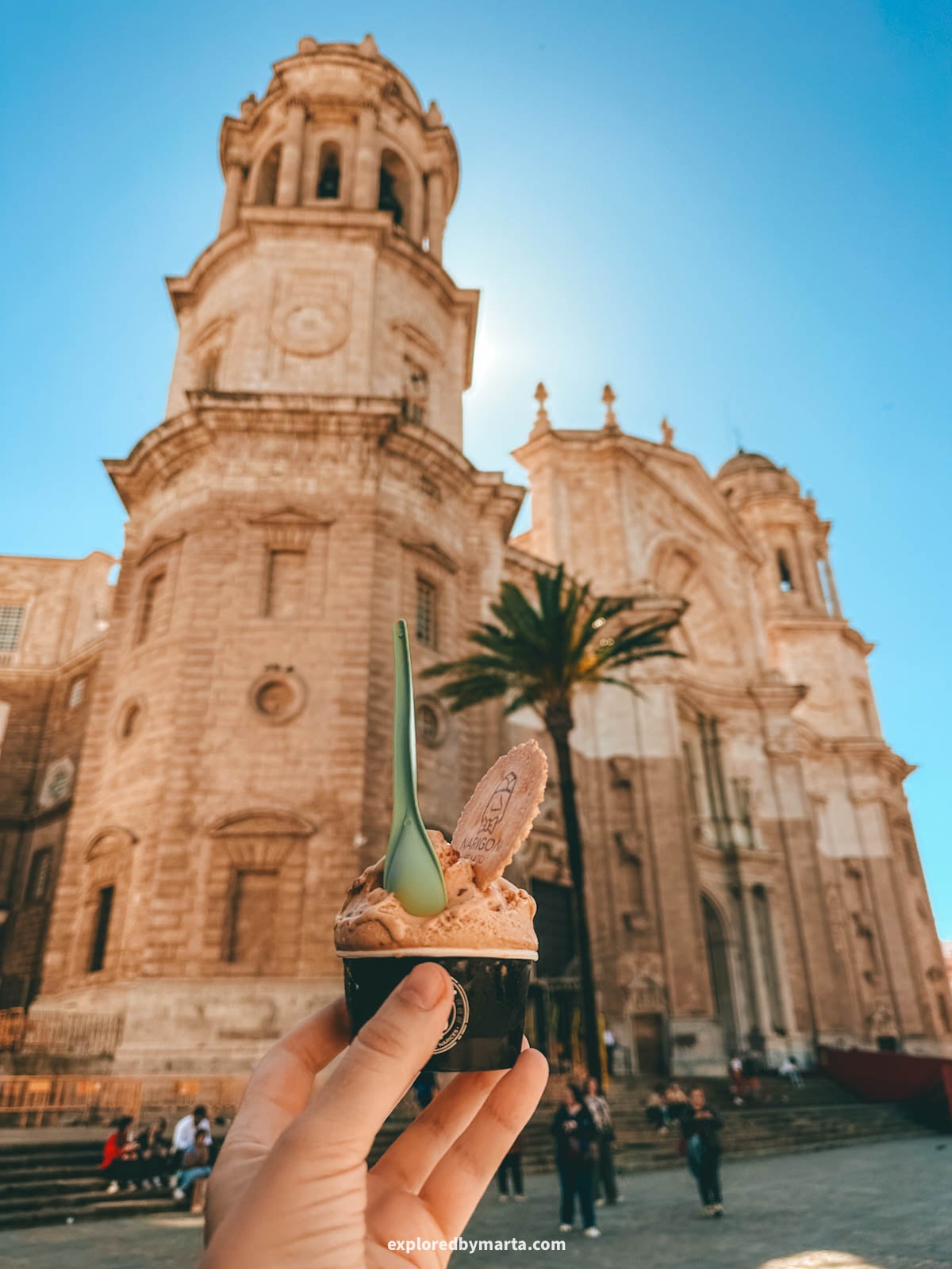 Ice cream in Plaza de la Catedral in Cádiz, Spain