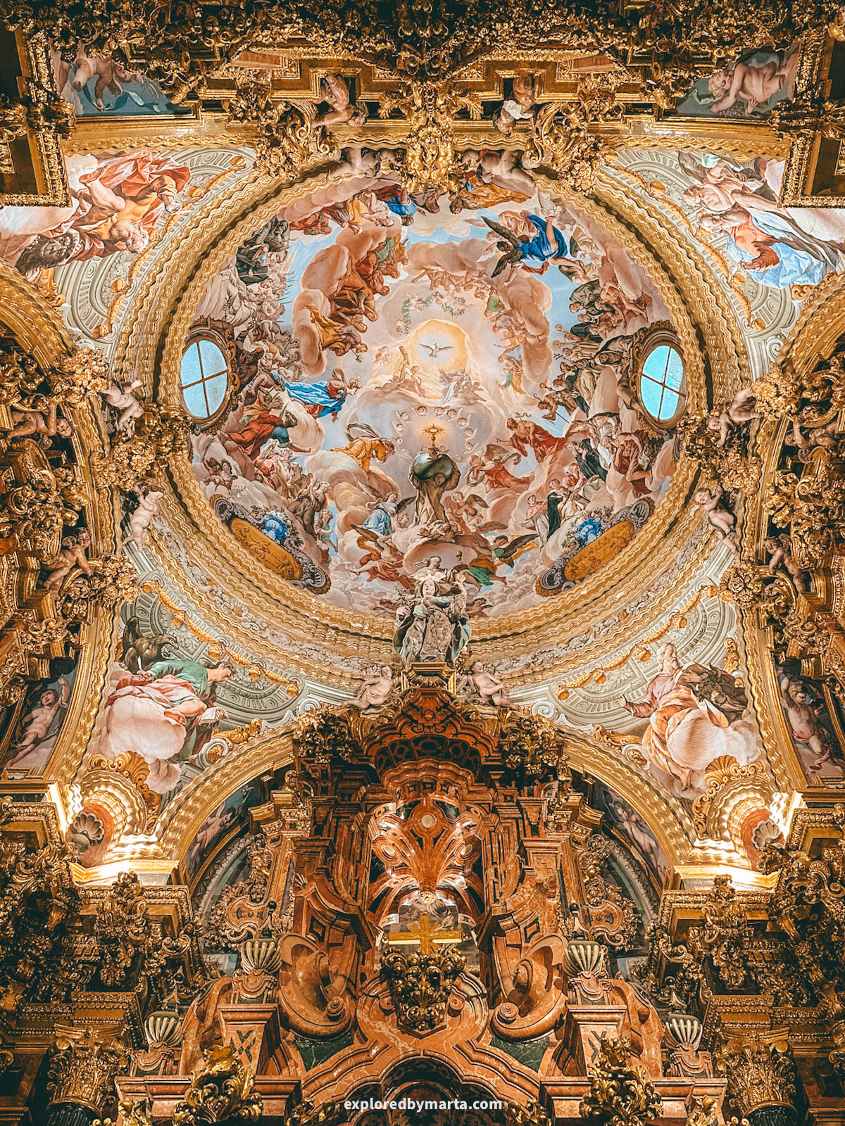 Interior of the church at Monasterio de la Cartuja in Granada, Spain