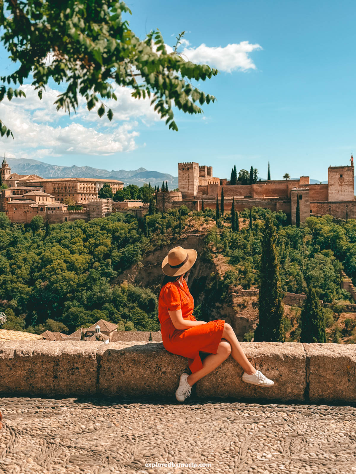 Mirador de San Nicolás iconic viewpoint overlooking the Alhambra in Granada, Spain
