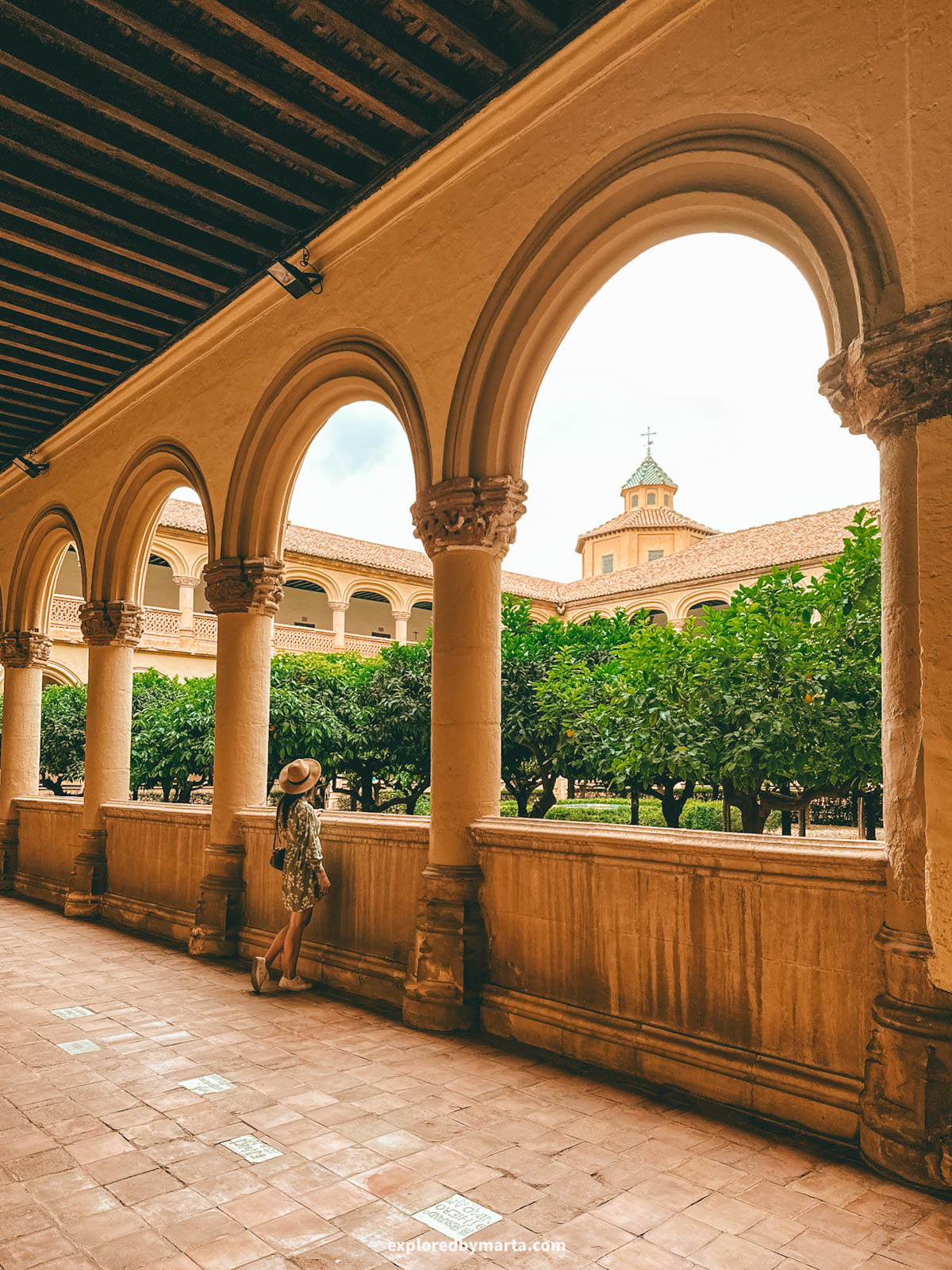 Cloister inside Monasterio de San Jerónimo in Granada, Spain