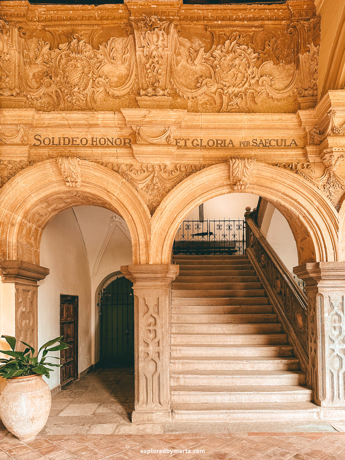Architecture inside Monasterio de San Jerónimo in Granada, Spain