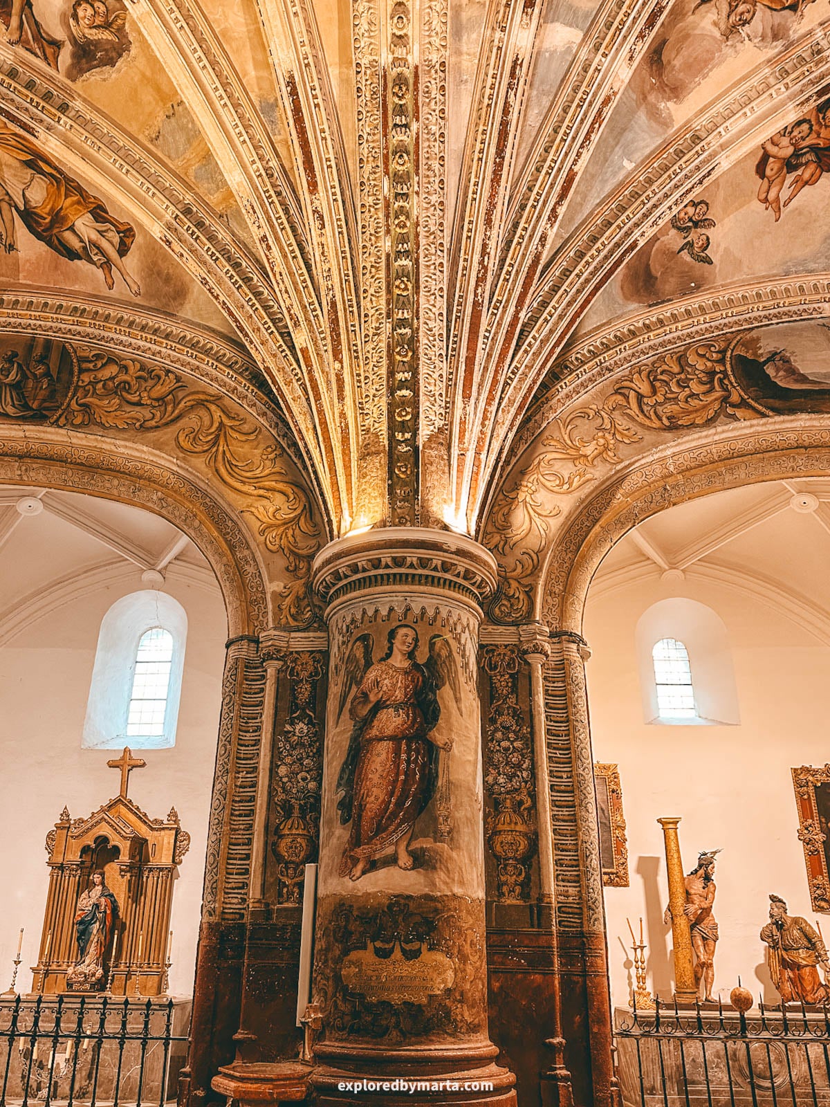 Beautiful paintings in Monasterio de San Jerónimo in Granada, Spain