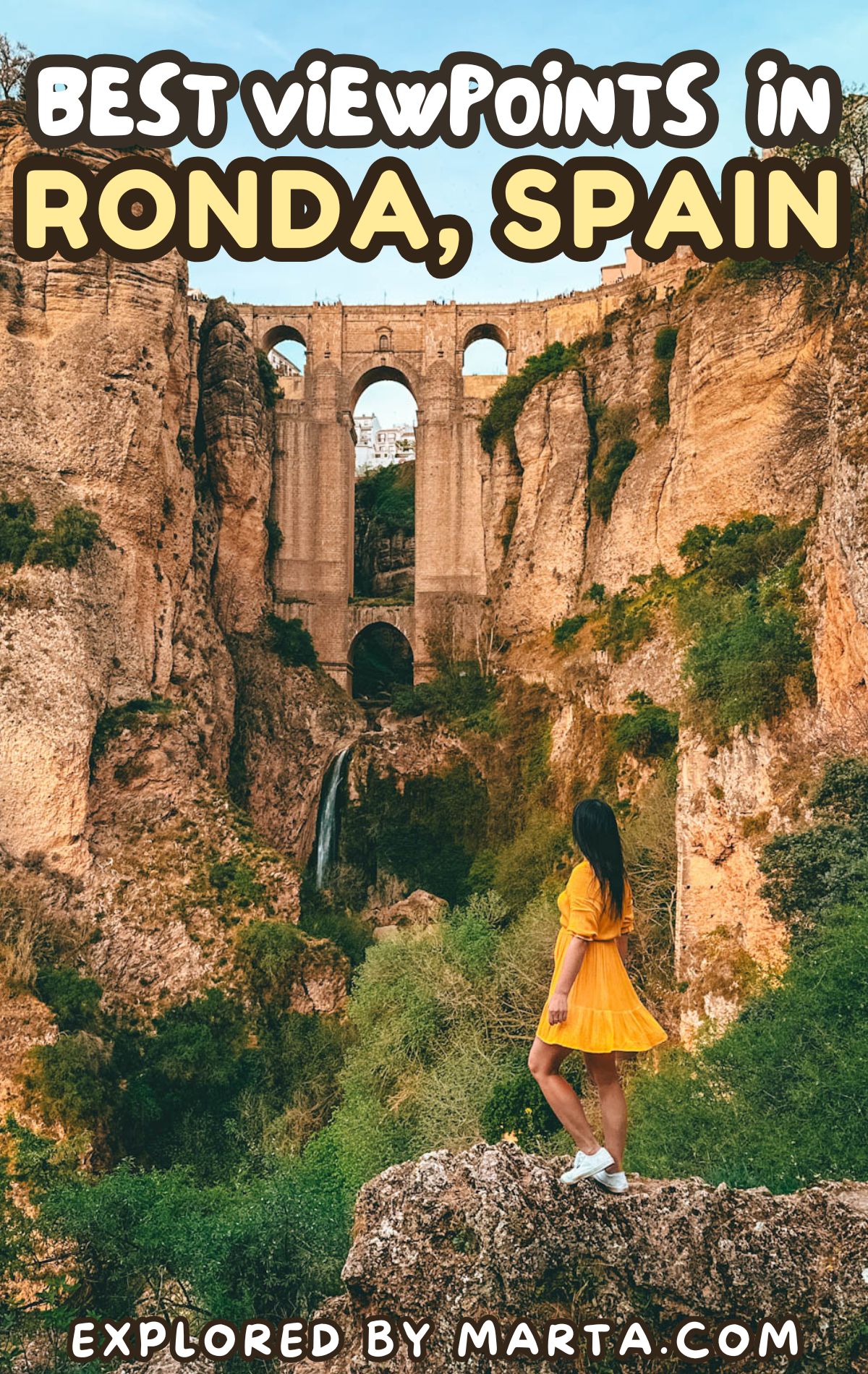 Most iconic viewpoints of Puente Nuevo bridge in Ronda, Spain