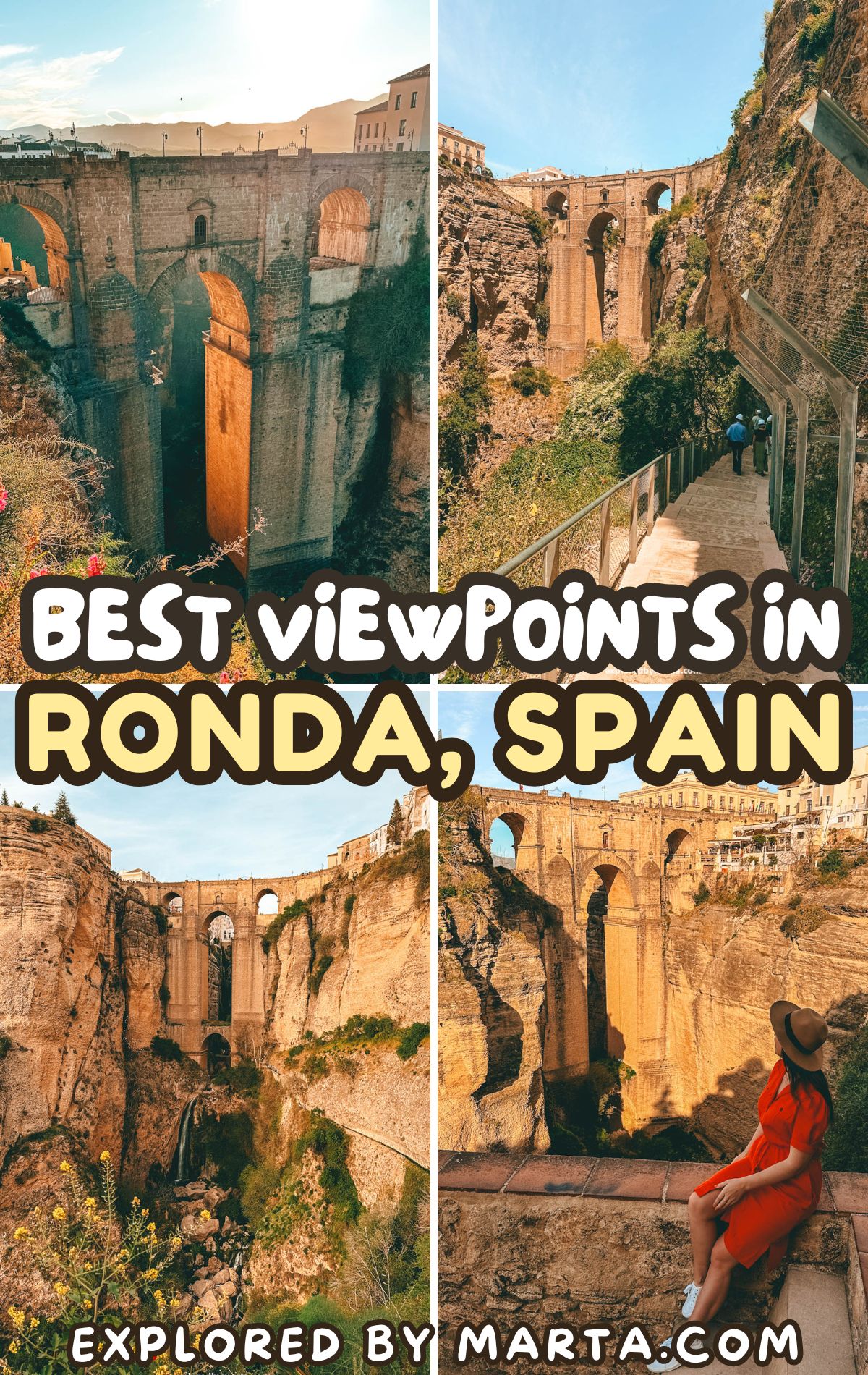 Most iconic viewpoints of Puente Nuevo bridge in Ronda, Spain