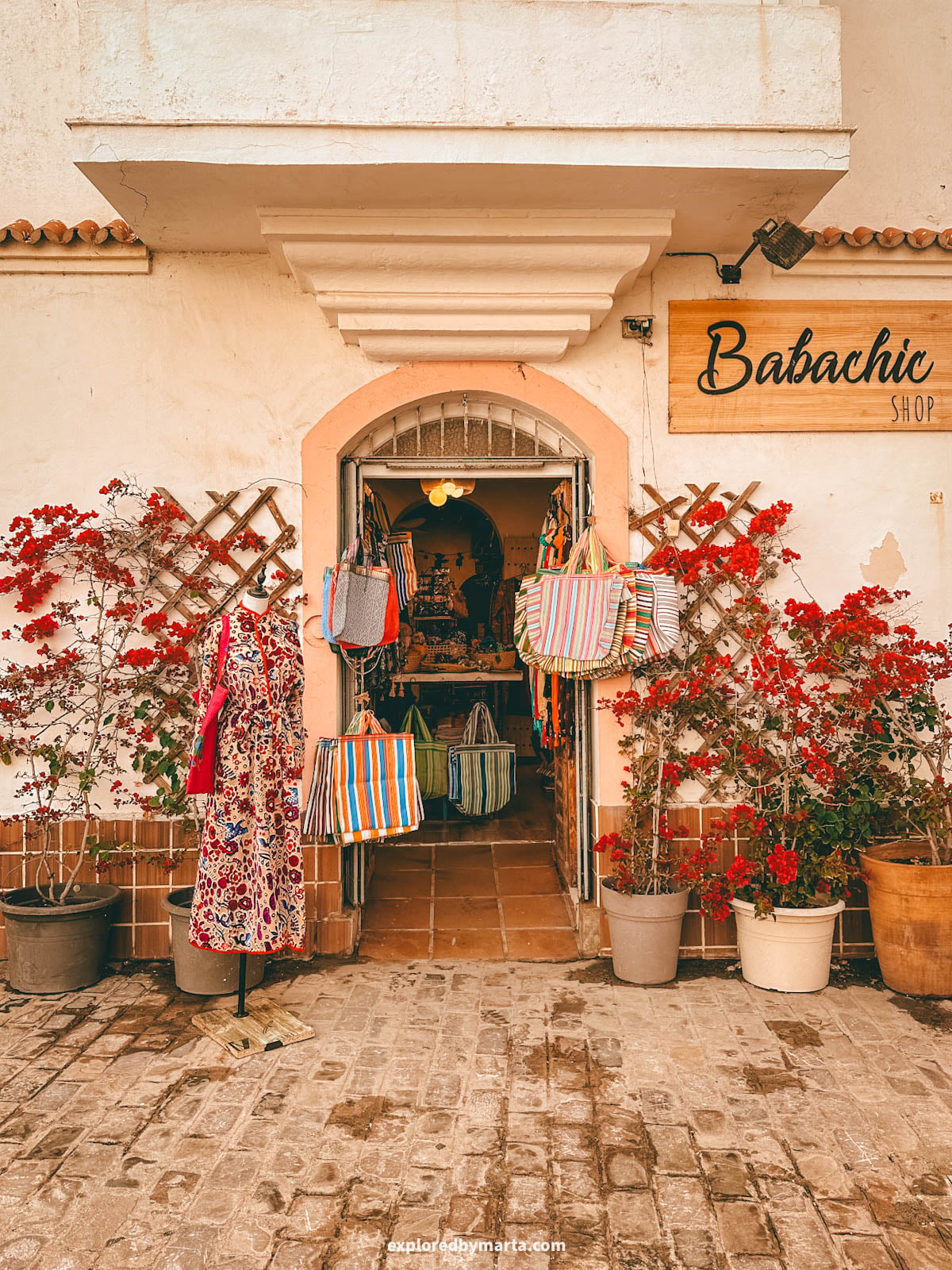Old town boutique shops in Tarifa, Spain