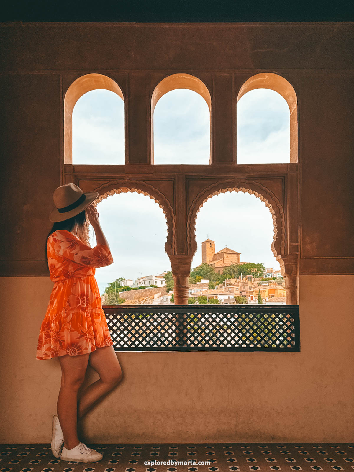 Granada view from Palacio Dar al-Horra, a Nasrid queen's hidden palace in Granada, Spain