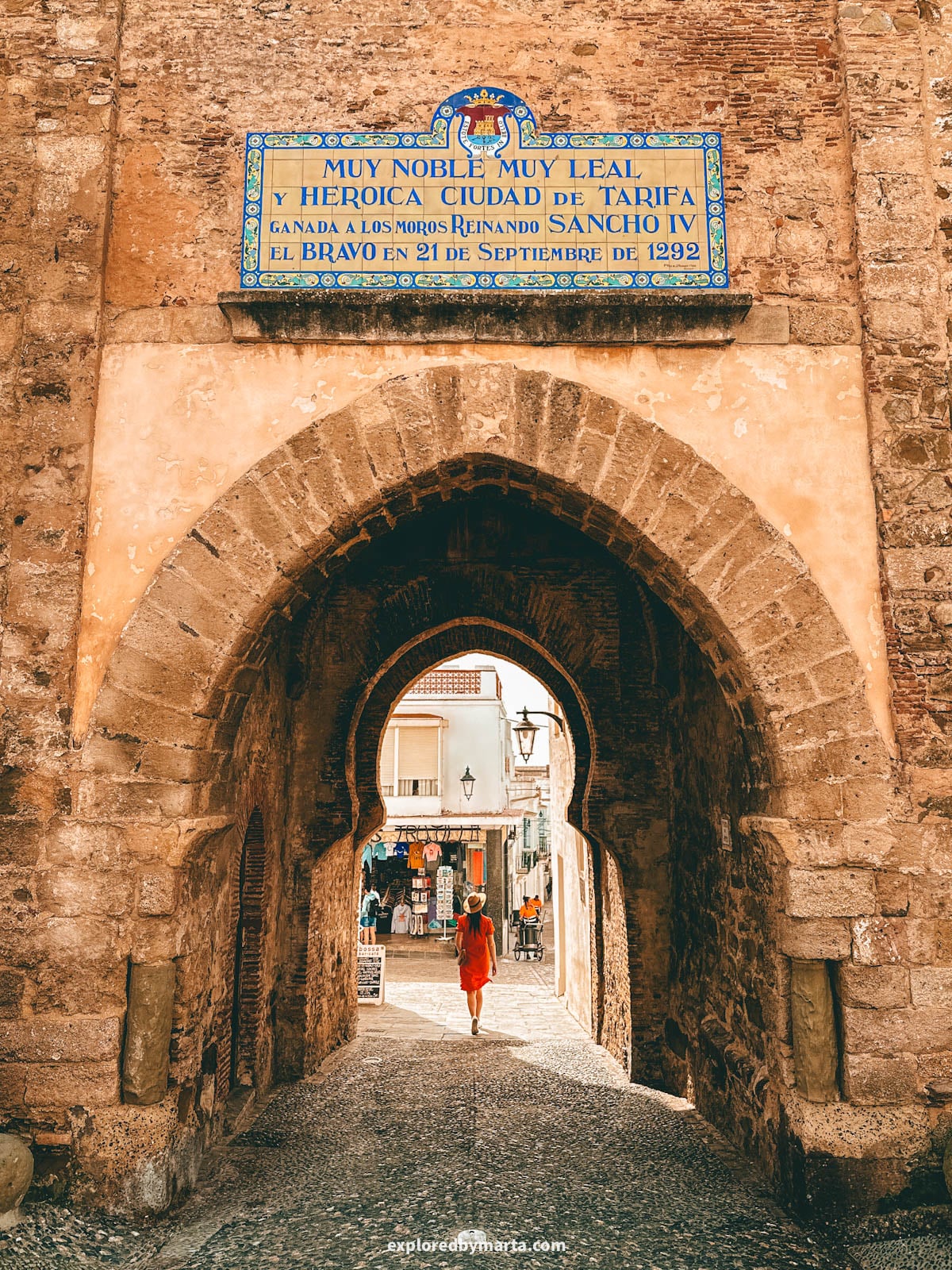 The historic Puerta de Jerez in Tarifa, Spain