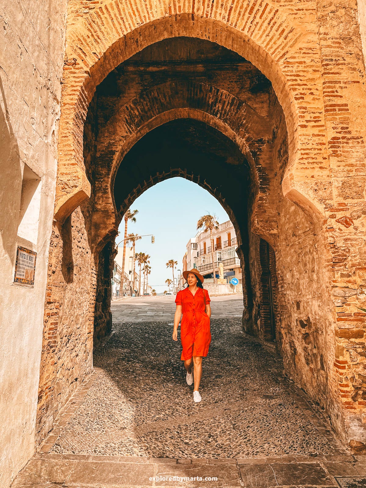The historic Puerta de Jerez in Tarifa, Spain