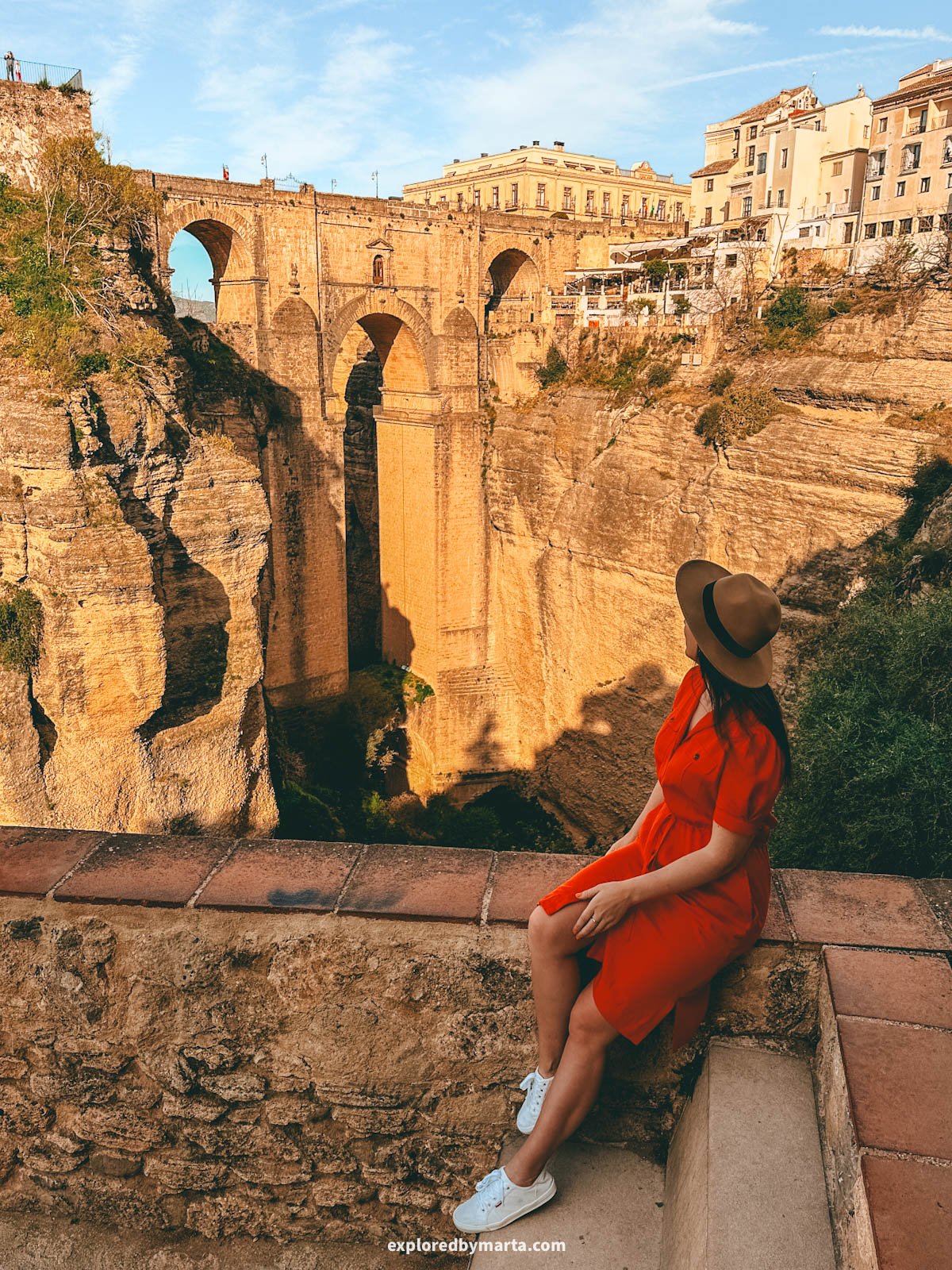 View of Puente Nuevo bridge in Ronda from Mirador de Cuenca
