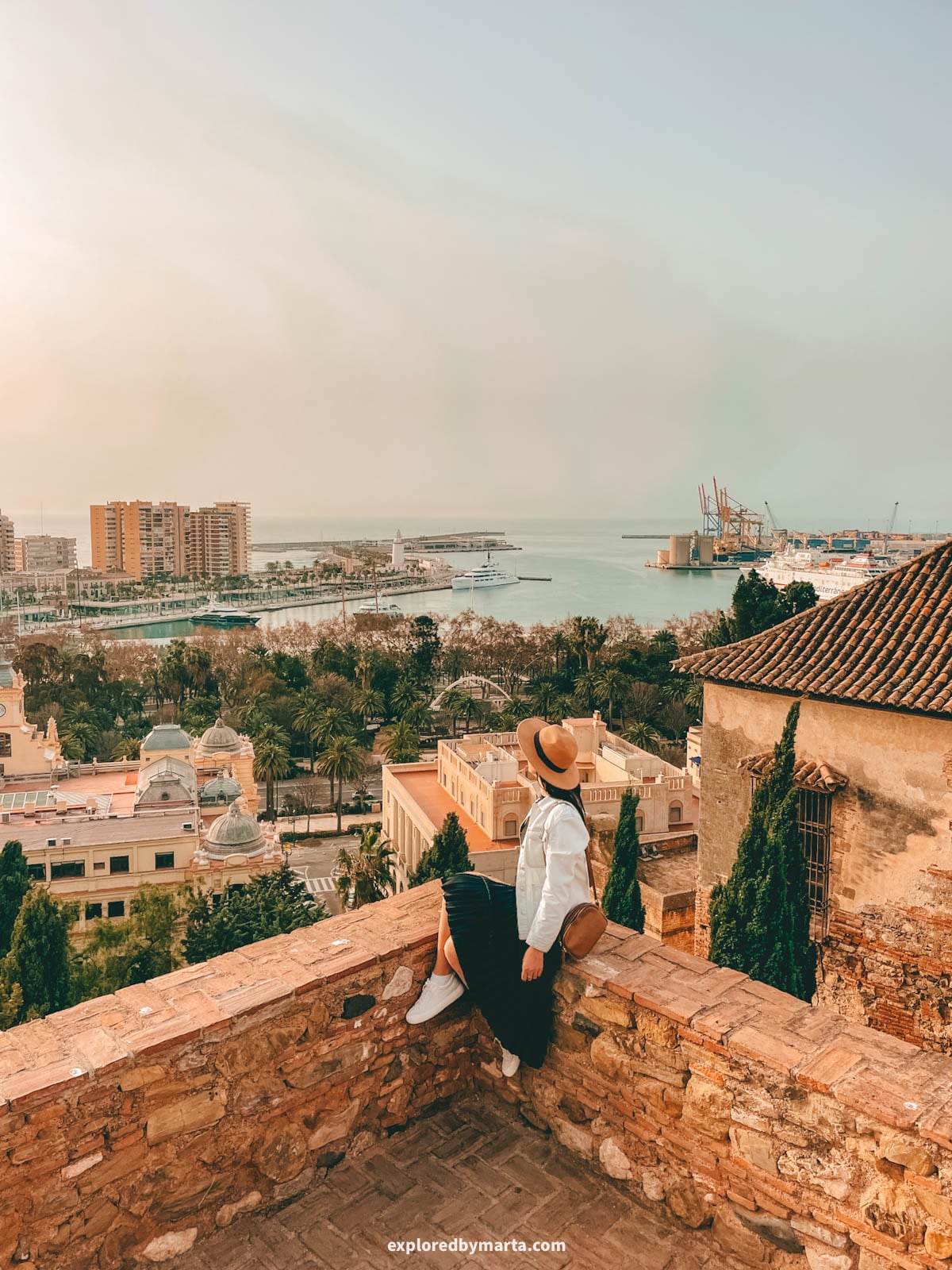 Malaga views from Alcazaba de Málaga in Malaga, Spain