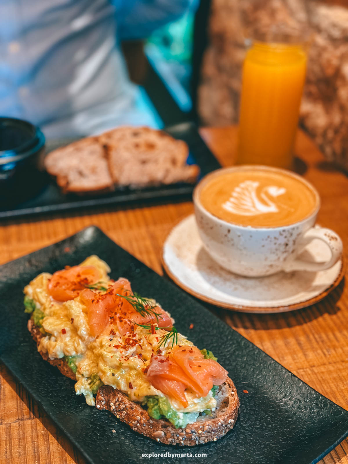 Breakfast and coffee in BYOKO restaurant in Malaga, Spain
