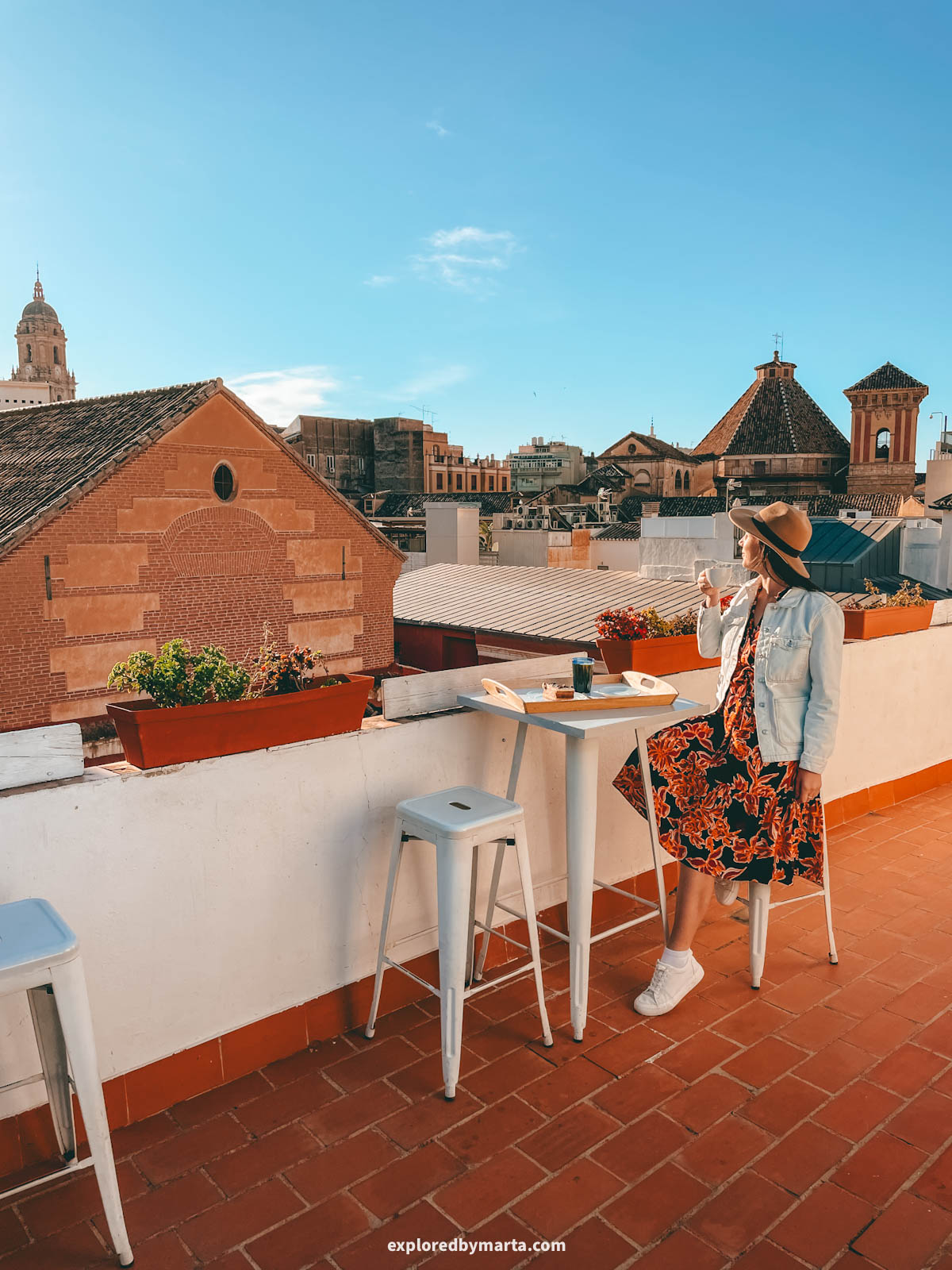 Breakfast on the rooftop at Café Gallery in Malaga, Spain