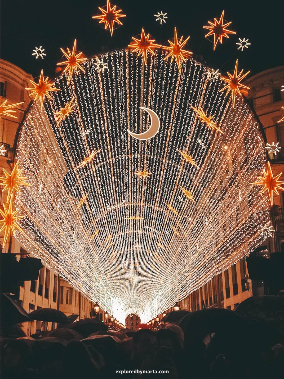 Christmas lights at Calle Marqués de Larios in Malaga, Spain