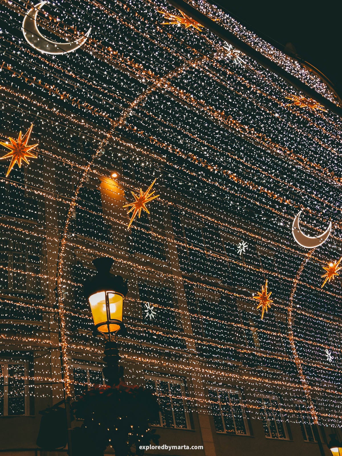 Christmas lights at Calle Marqués de Larios in Malaga, Spain