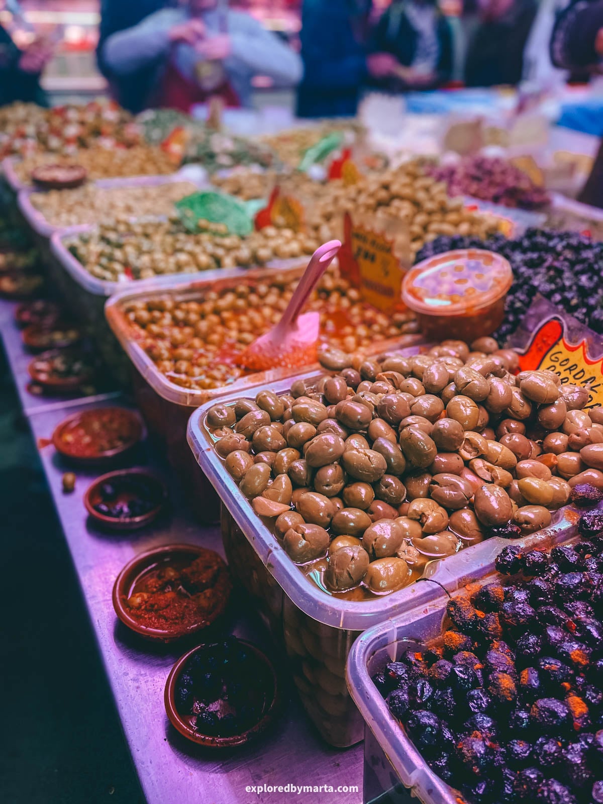 Eating tapas inside Mercado Central de Atarazanas in Malaga, Spain