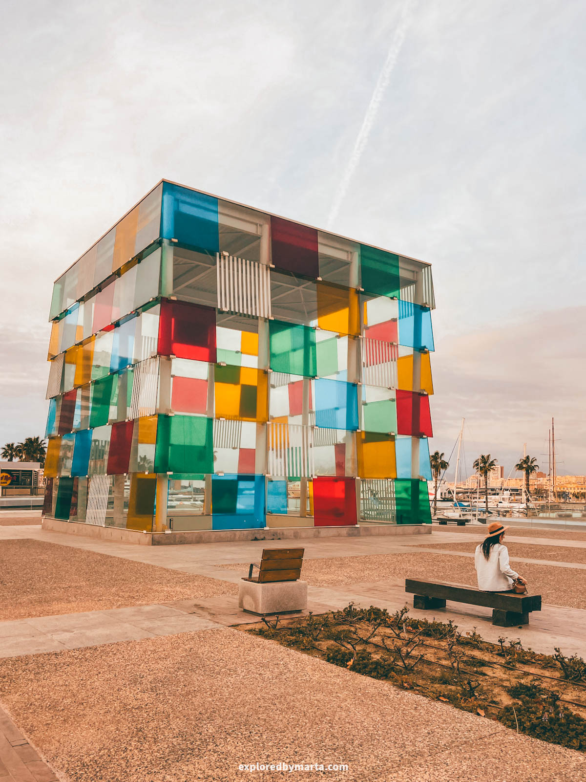 Glass cube at Centre Pompidou Málaga in Malaga, Spain