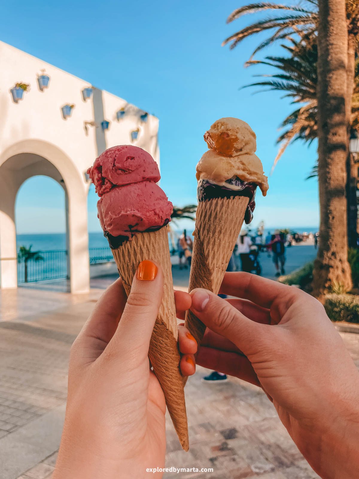 Ice cream at Plaza Balcón de Europa in Nerja, Spain