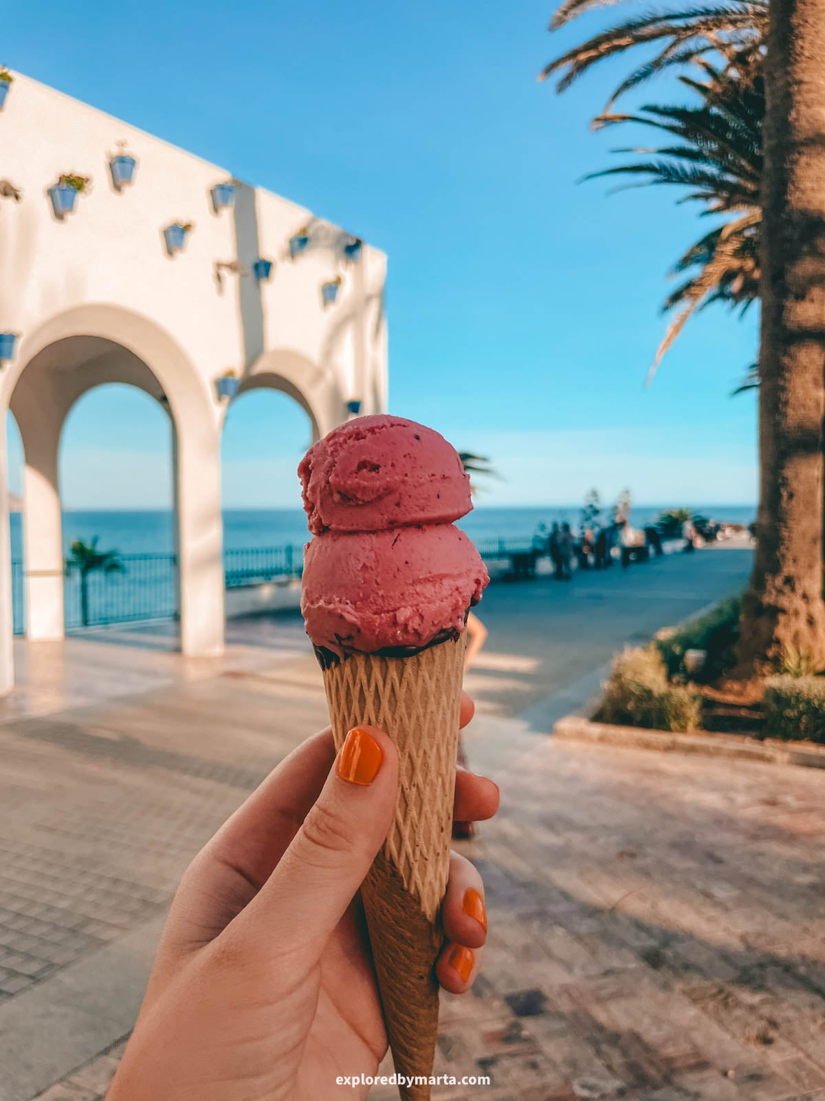 Ice cream at Plaza Balcón de Europa in Nerja, Spain