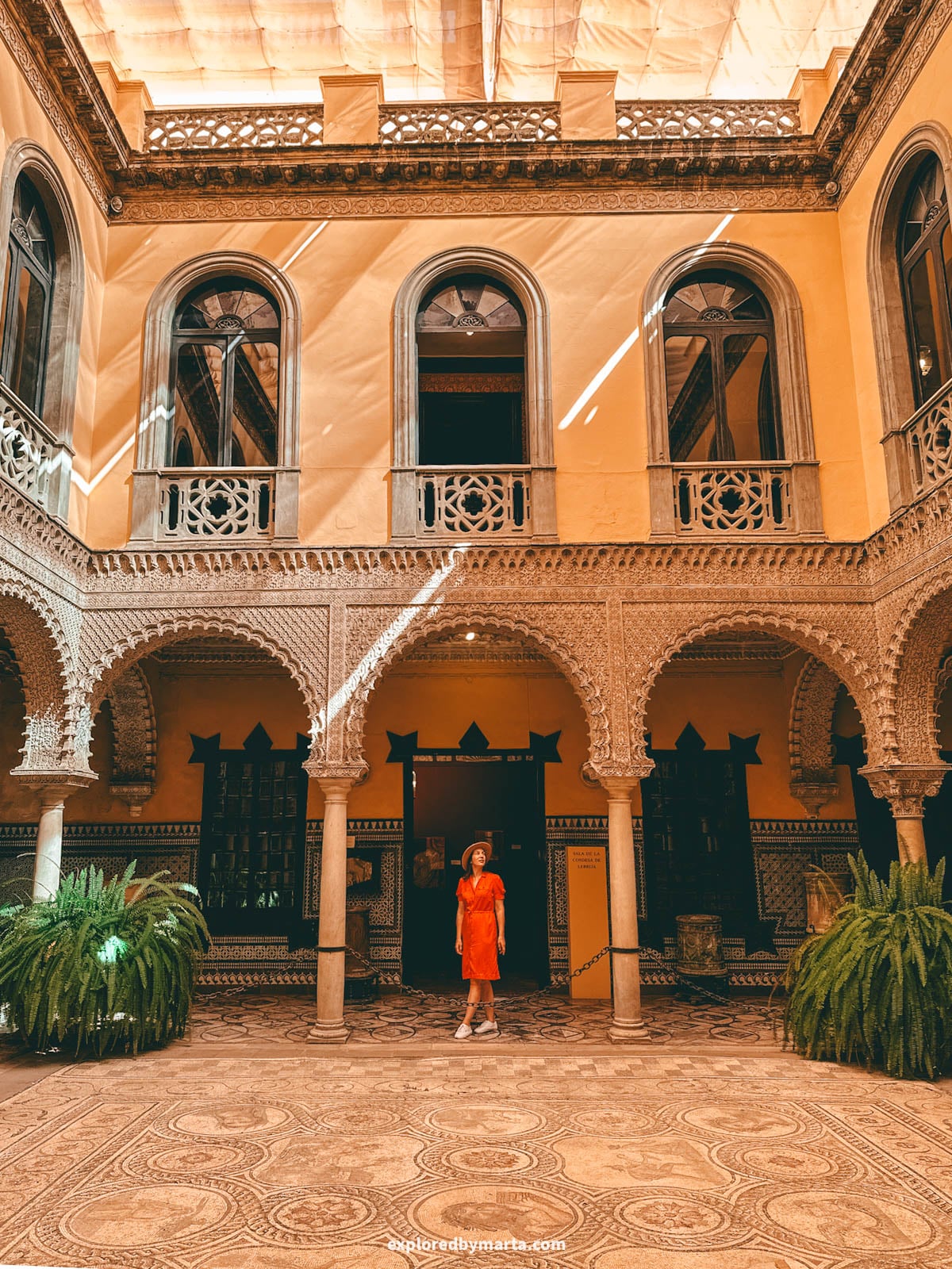 Roman mosaic floors at Palacio de la Condesa de Lebrija in Seville, Spain