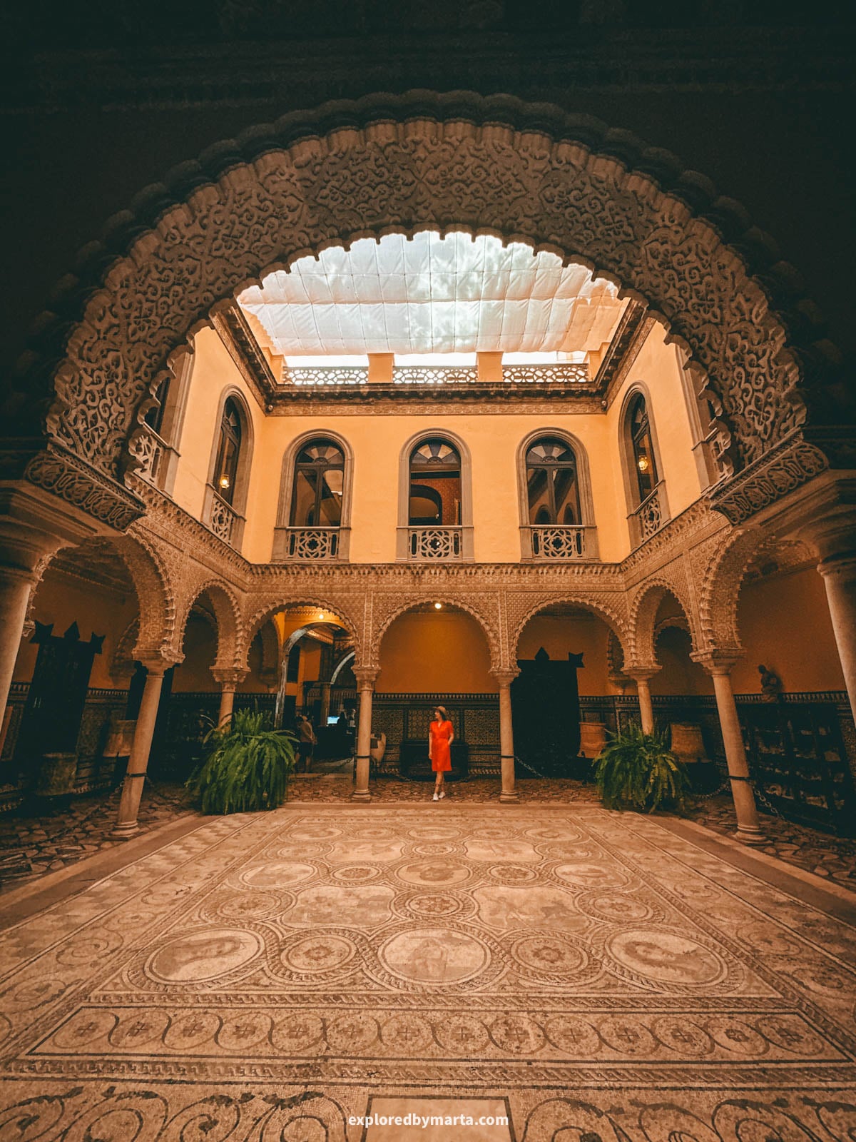 Roman mosaic floors at Palacio de la Condesa de Lebrija in Seville, Spain