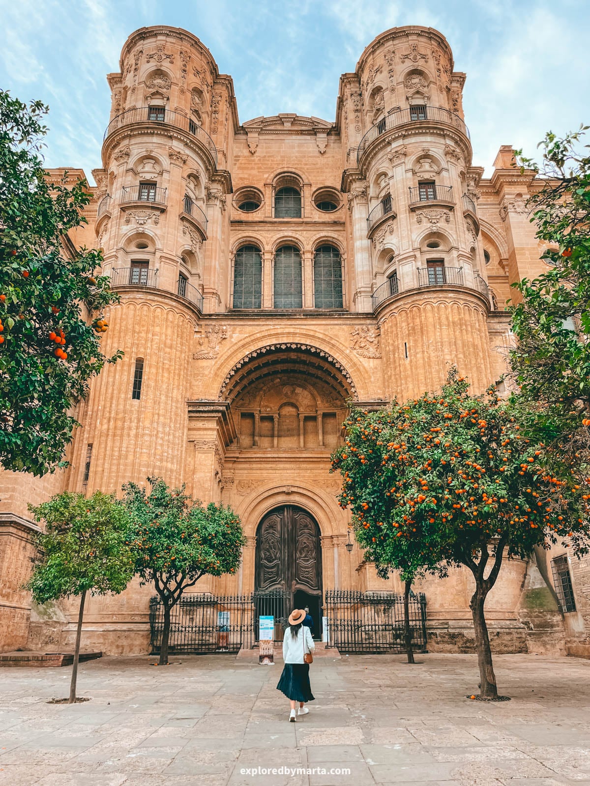 Side entrance to the Cathedral of Malaga in Malaga, Spain