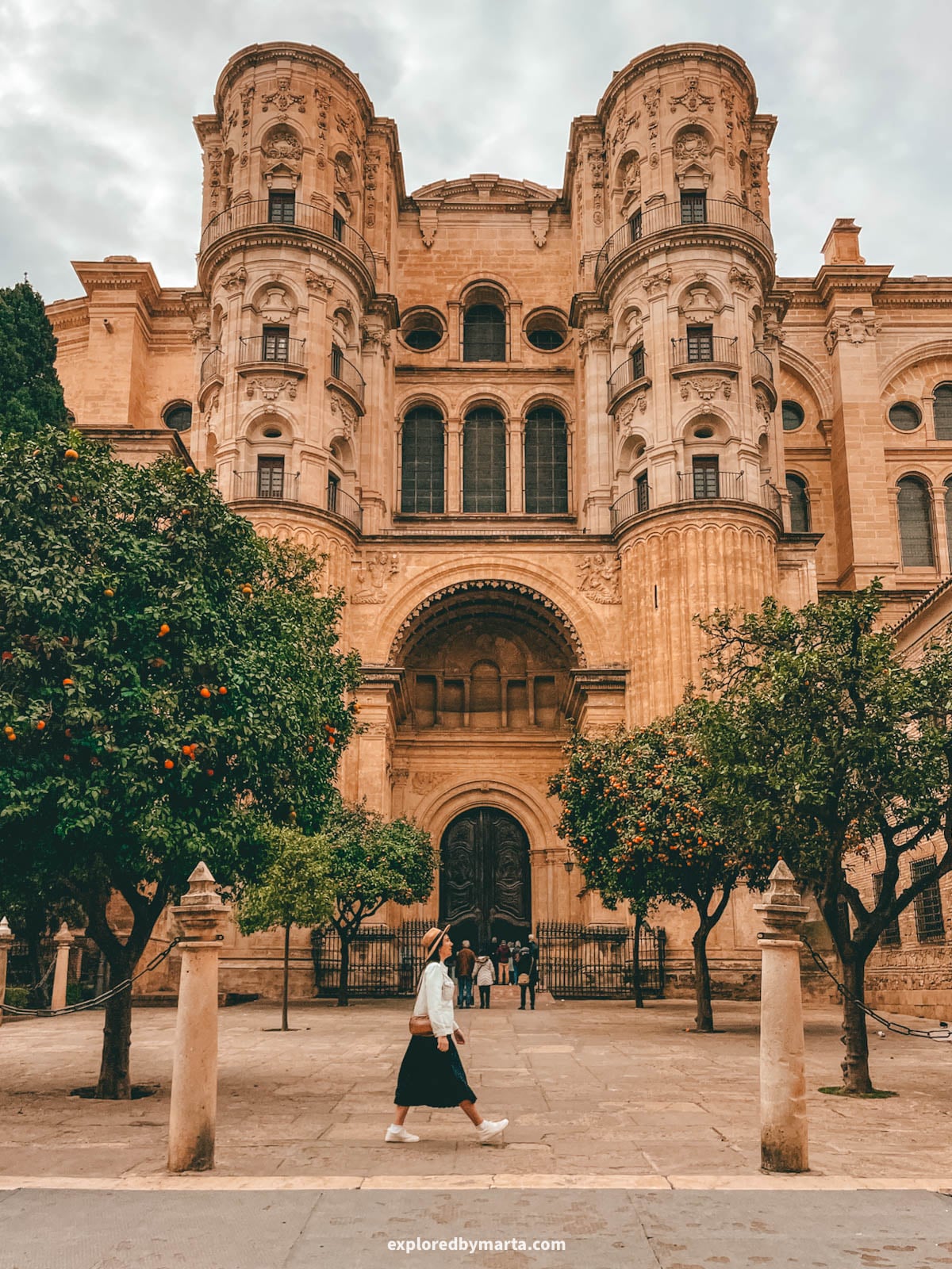 Side entrance to the Cathedral of Malaga in Malaga, Spain
