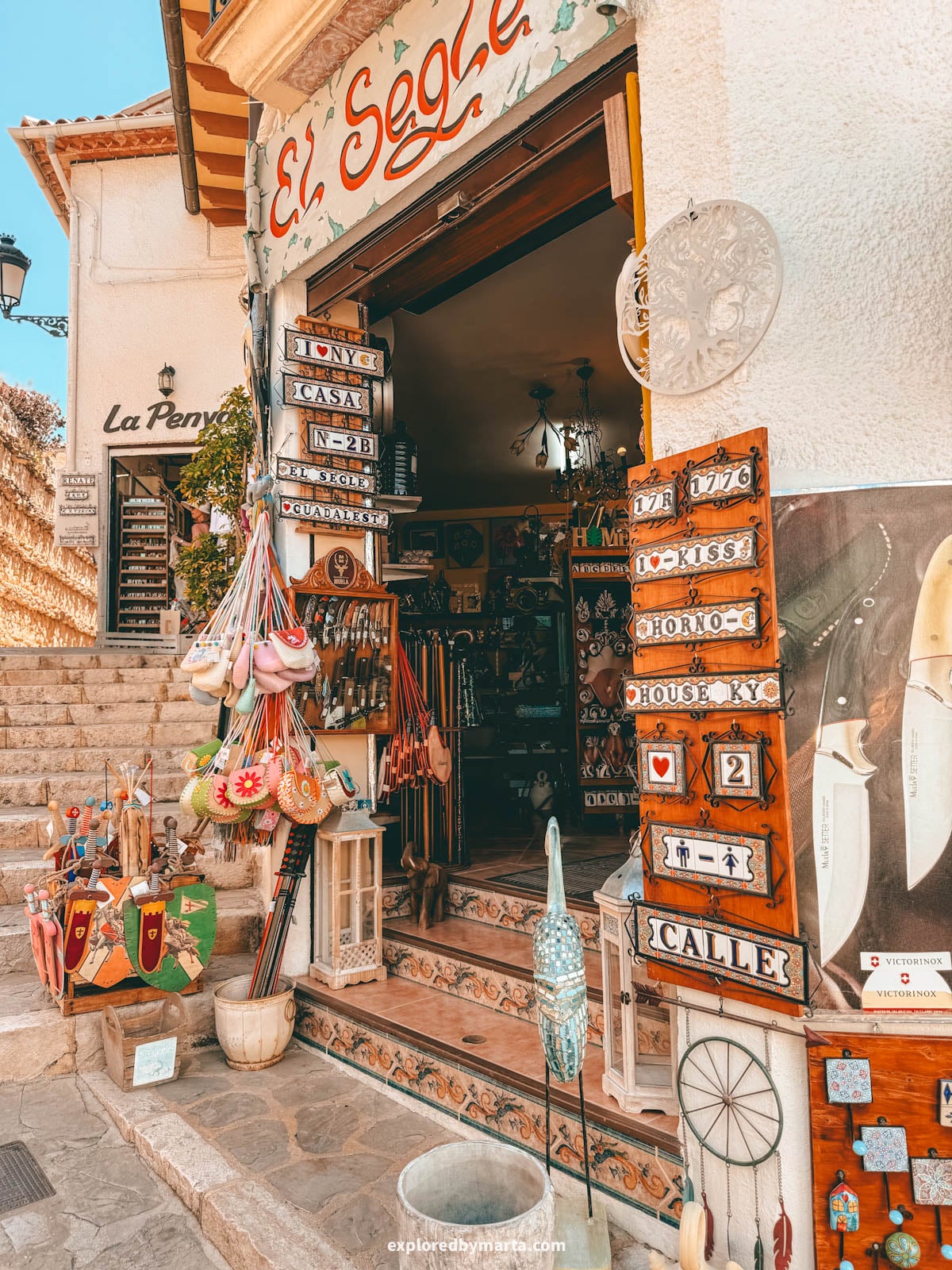 Souvenir and local product shops in the old town of Guadalest, Spain