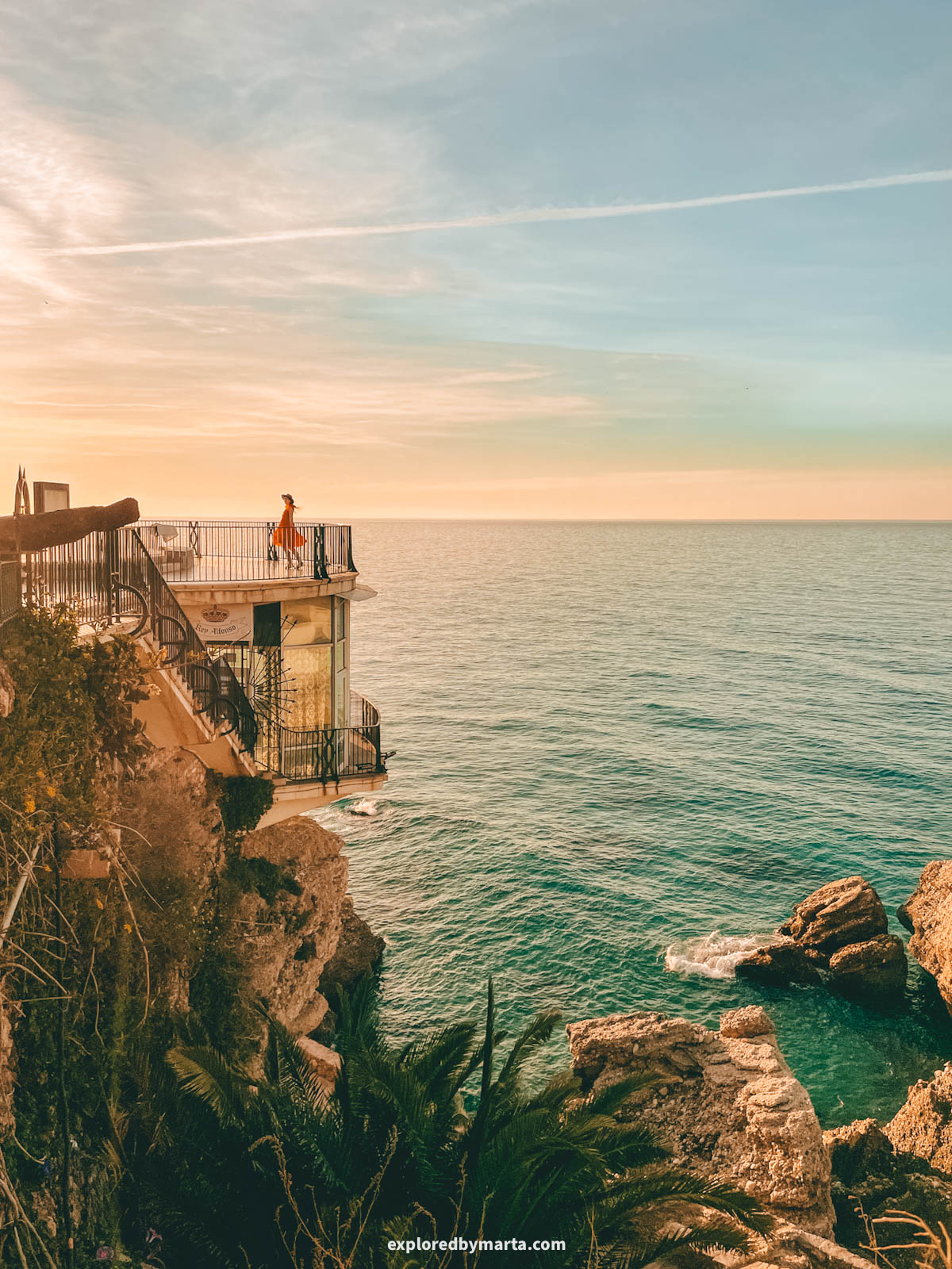 Sunrise at the Balcón de Europa in Nerja, Spain