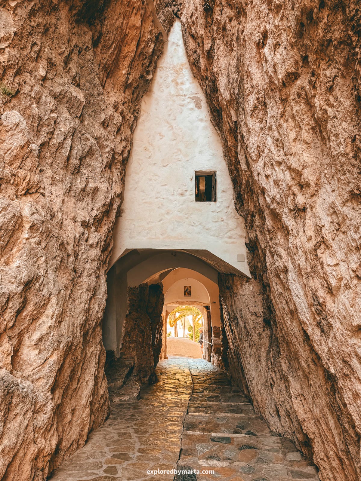 The Portal de Sant Josep rock tunnel entrance in Guadalest, Spain