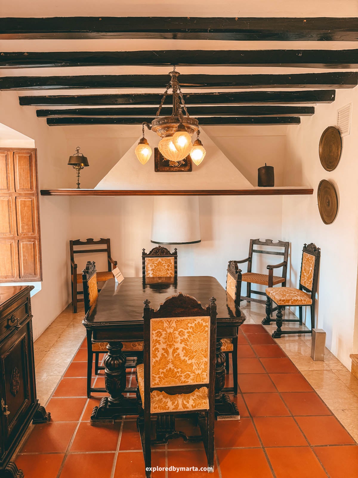 Period furniture inside the historic Casa Orduña mansion in Guadalest, Spain